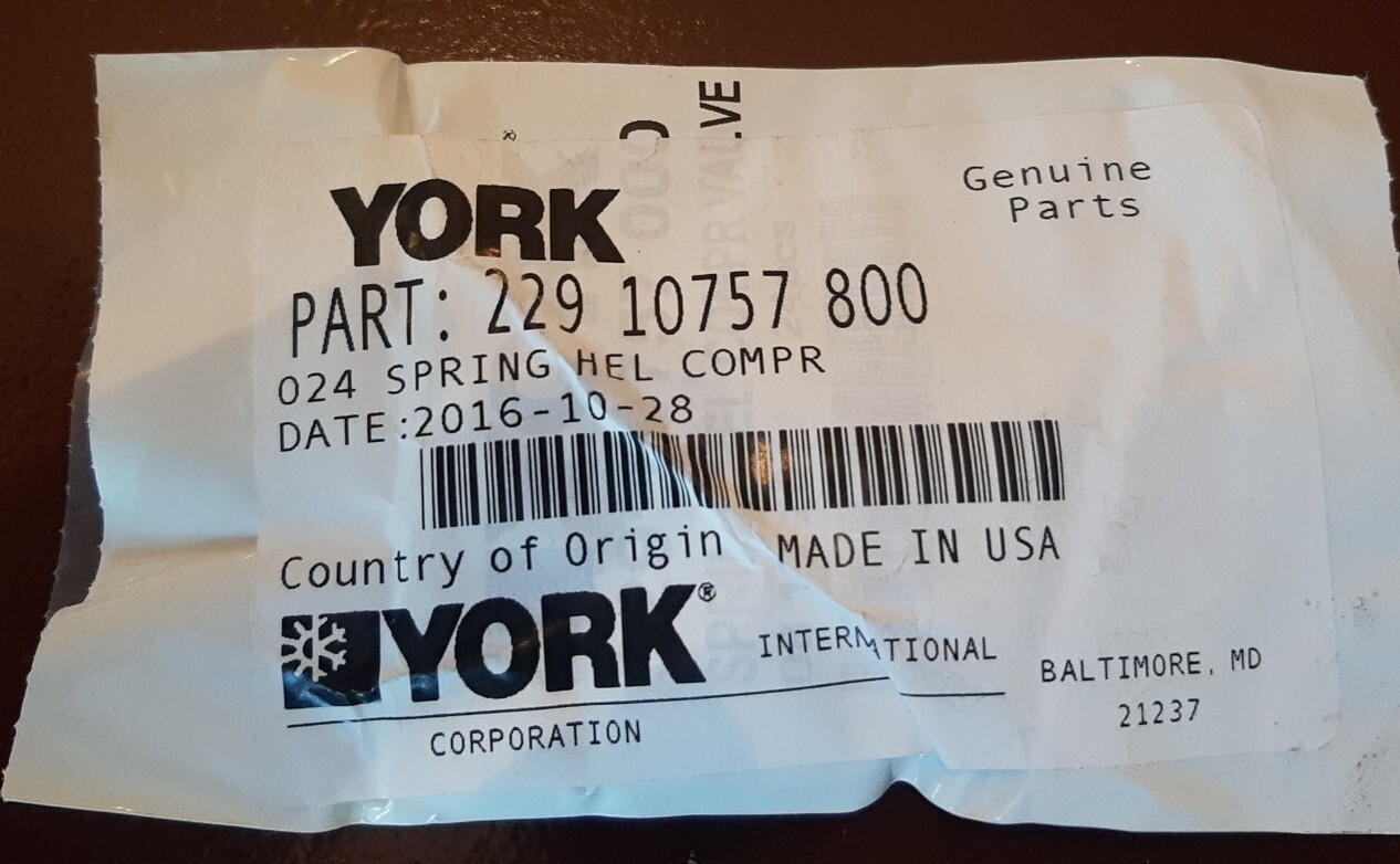 5 packs JOHNSON CONTROLS YORK 229-10757-800 22910757800 SPRING HEL COMPR