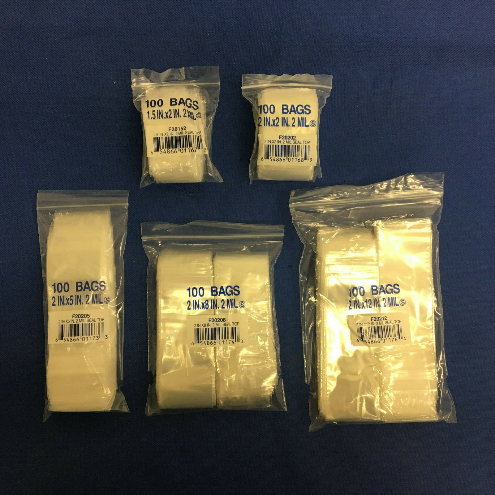 Clear 2MIL Zipper Zip-Lock Seal Top Reclosable Resealable Poly Bags 2 Mil 2-MIL