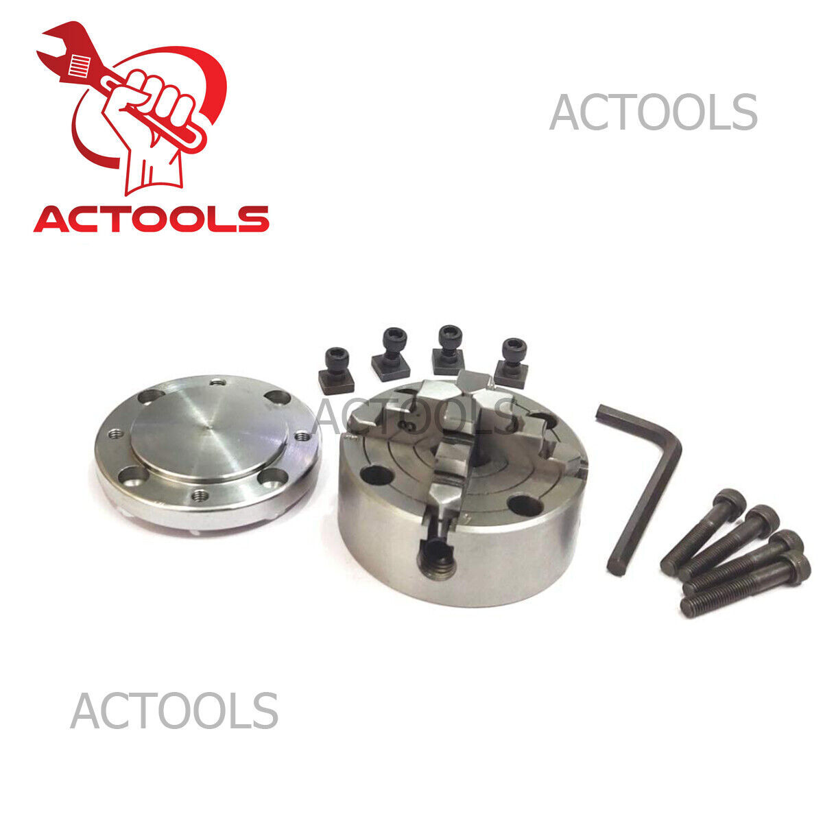 Tilting Rotary Table 4″100mm + 80mm Chuck Independent 4 Jaws+ Back Plate+ T-nuts