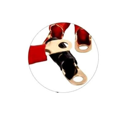 0 Gauge Gold Ring Terminal 10 Pack 1/0 AWG Wire Crimp Cable Red Black Boots