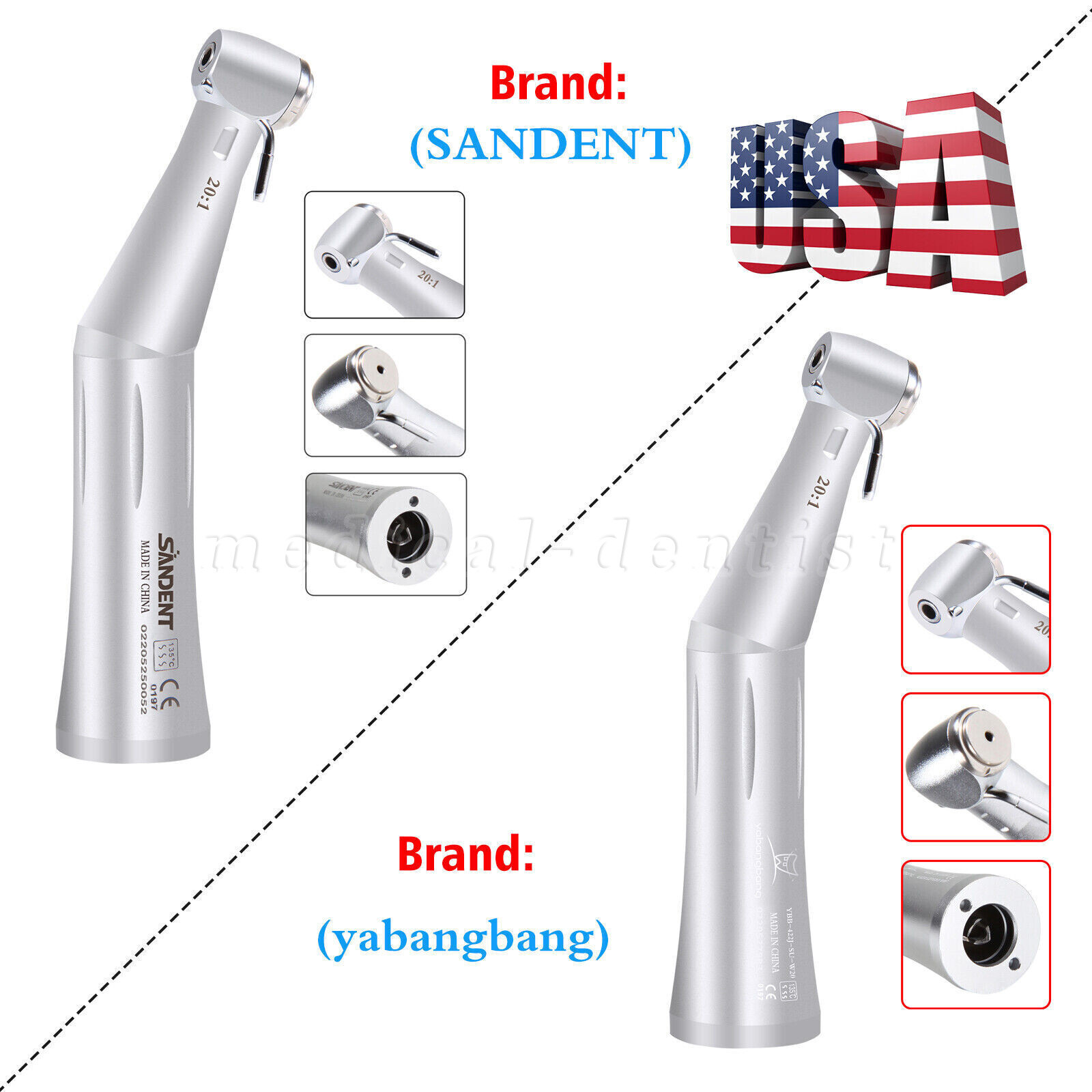 NSK Style Dental Implant Reduction 20:1 Low Speed Push Contra Angle Handpiece to