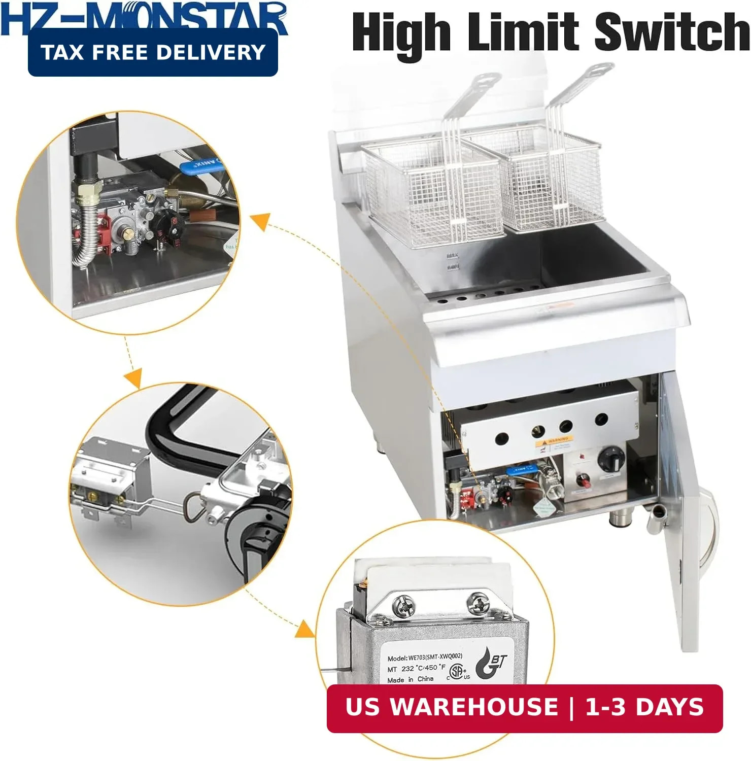 1177 High Limit Fryer Switch Safety, LCCM080360000 Thermostat High Limit Safety
