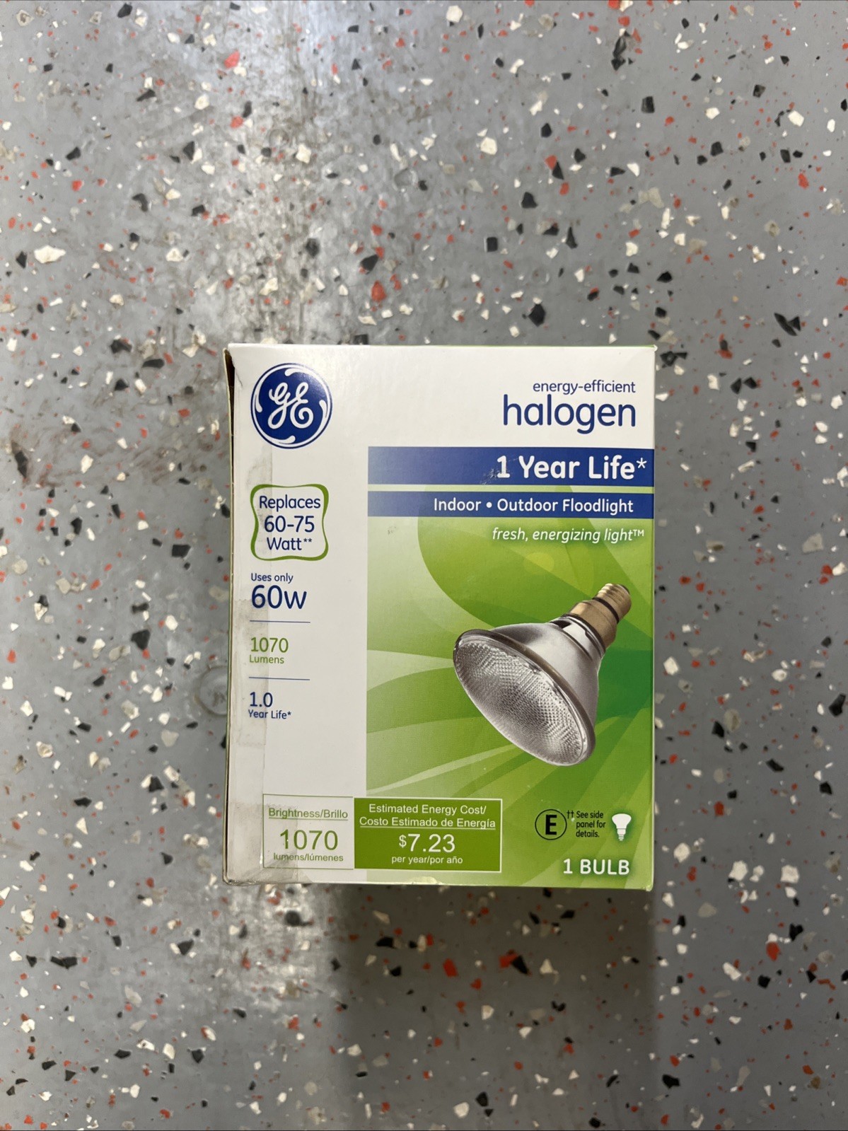 GE Standard 60 Watt Par 38 Floodlight Bulb, 1070 Lumen Lamp 1 Year Life 62704