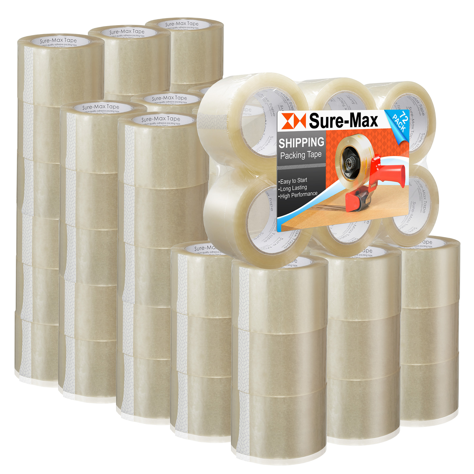 72 Rolls 3″ Extra-Wide Clear Shipping Packing Moving Tape 110 yds/330′ ea – 2mil