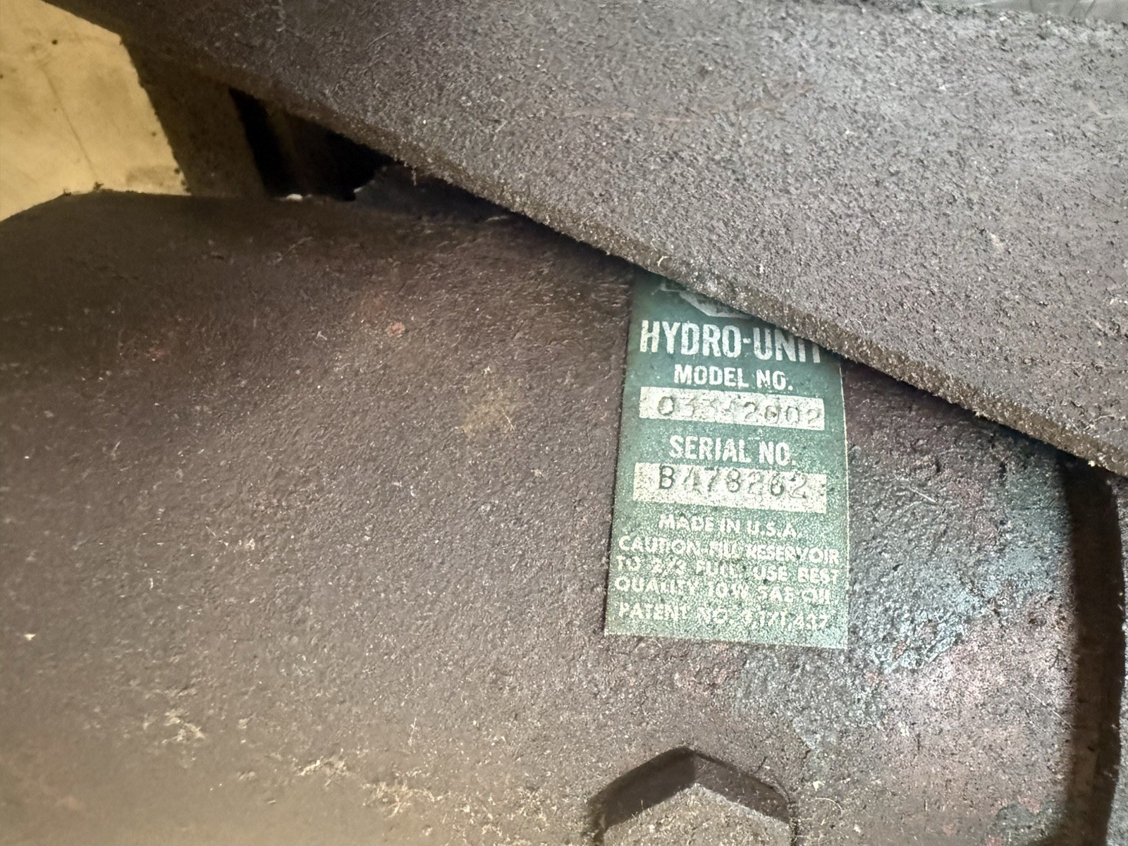 Hydro-Unit Model 03A2002 Pump Belt Driven Hydraulic Pump