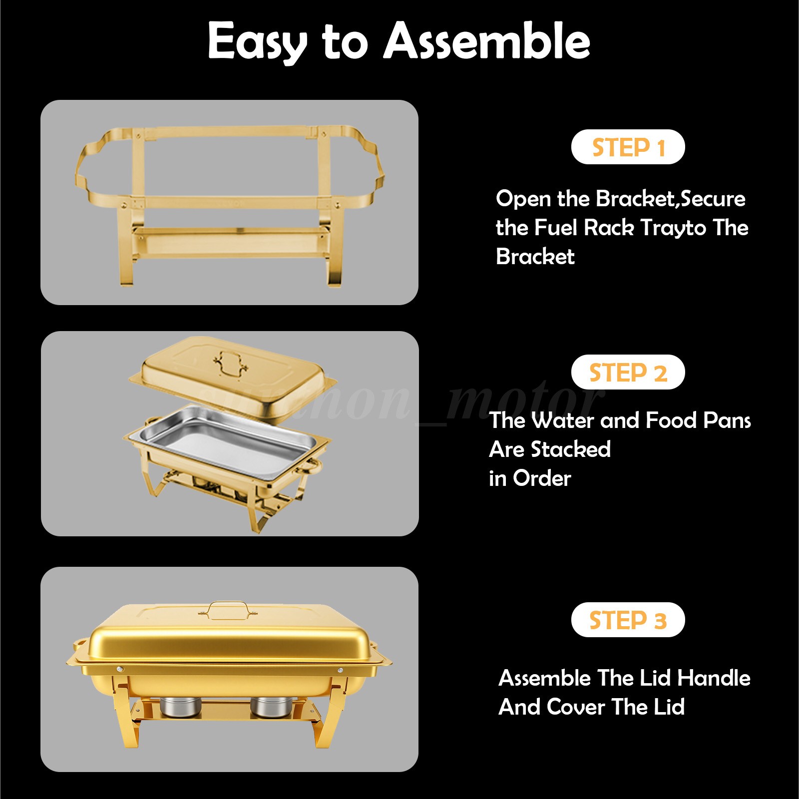 2/4/6X 9Qt Chafing Dish Buffet Set GOLD Stainless Steel Chafer for Catering full