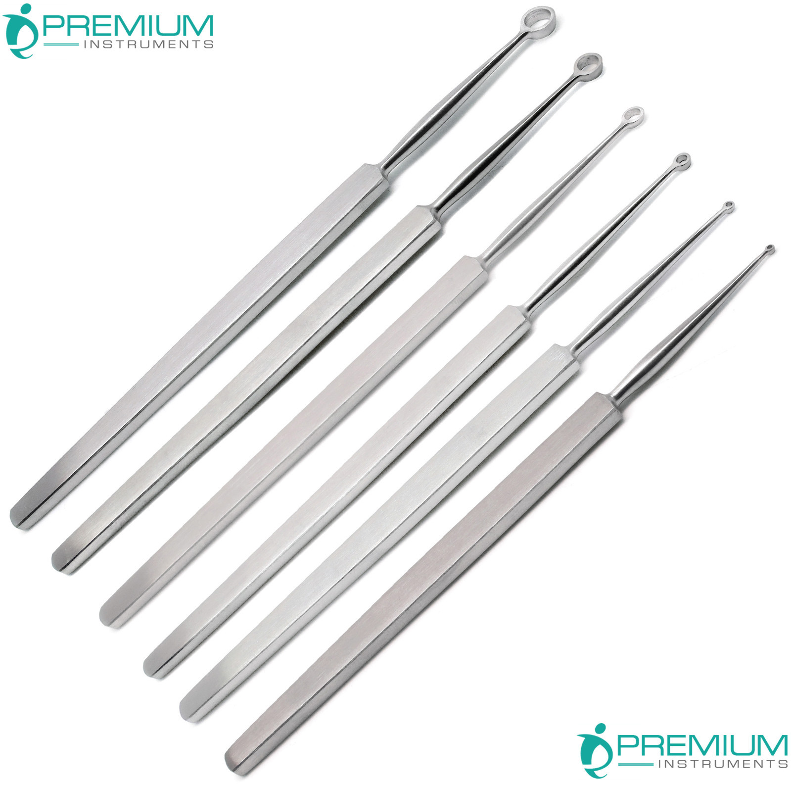 Fox Dermal Curettes Dermatology 1mm,2mm,3mm,4mm,5mm,6mm ENT 6 Pcs Instruments