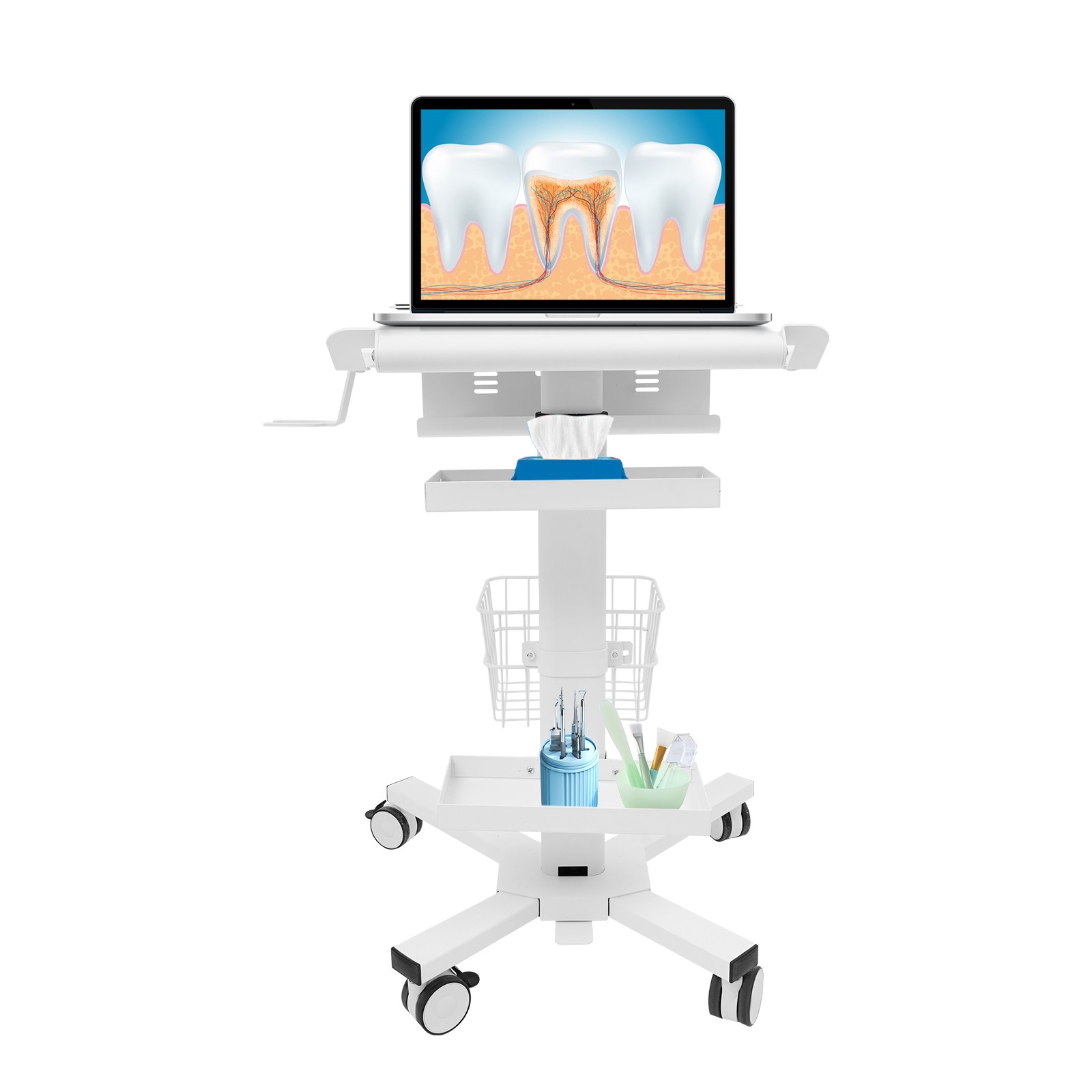 Laptop Workstation Cart, Medical Cart With Wheels, Cart With Scanner Holder