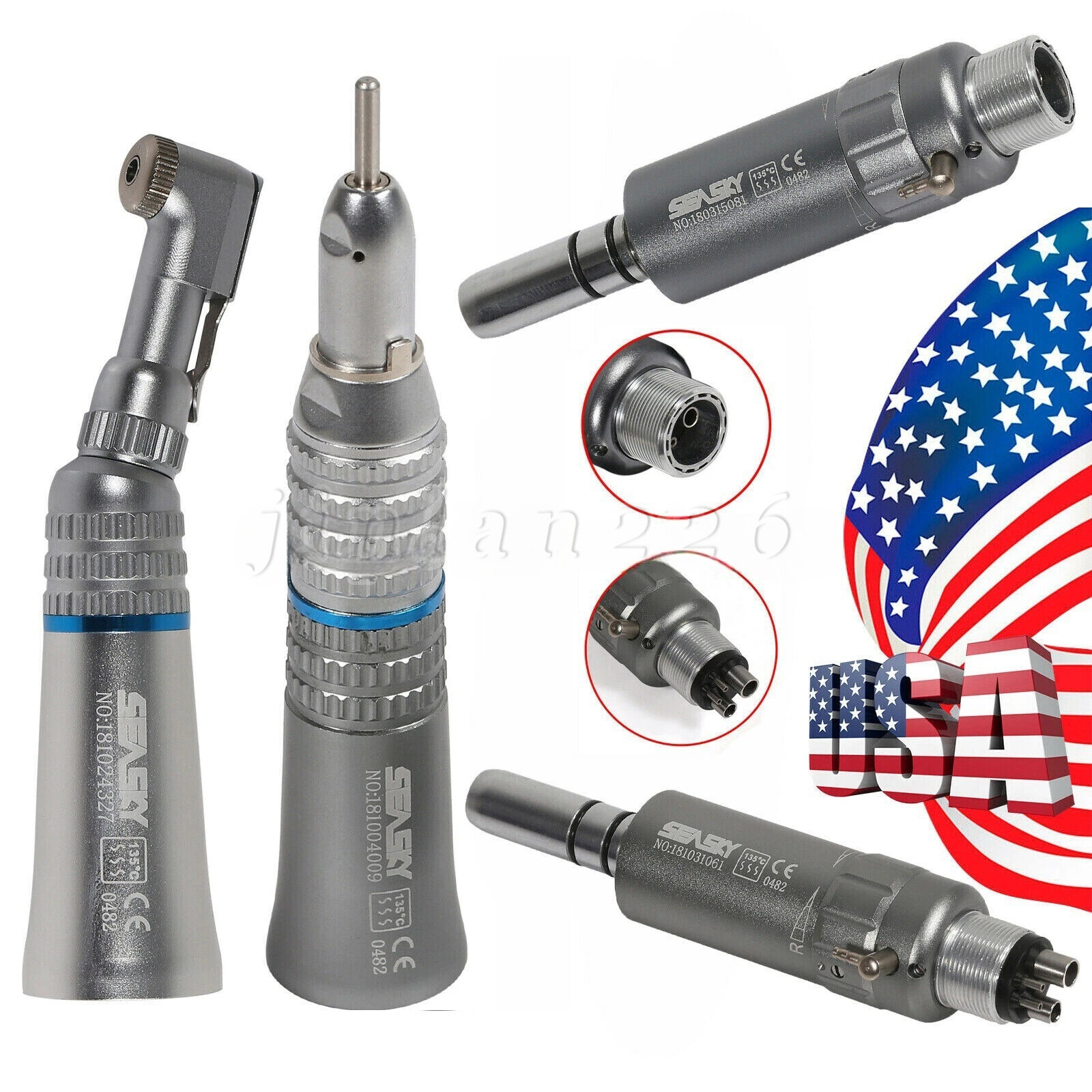 Dental Low Slow Speed Handpiece E-type Contra Angle Micro Air Motor 2/4 Hole 1:1