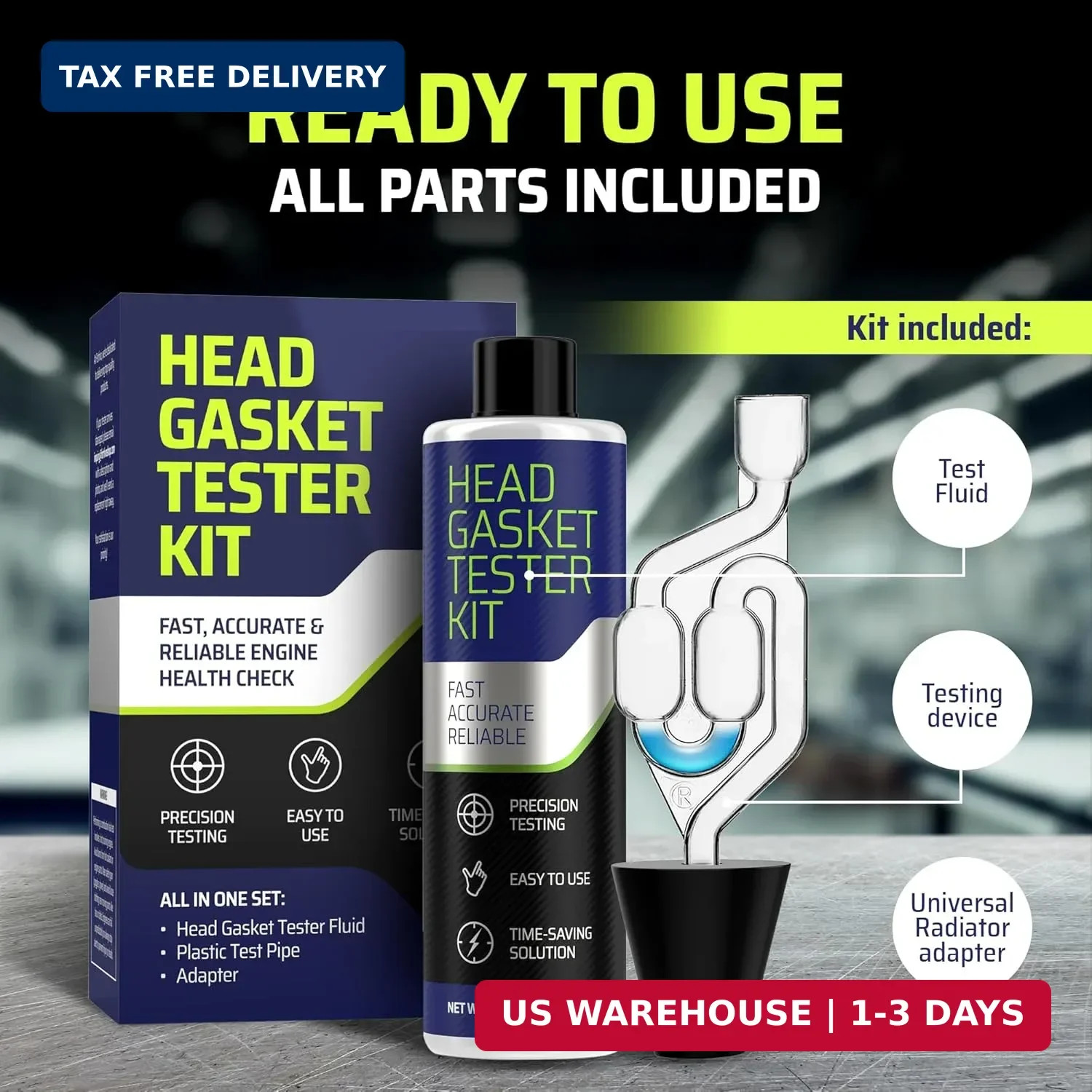 FORTIVO Head Gasket Tester Kit – Over 100 Tests, Complete Combustion Leak Test S