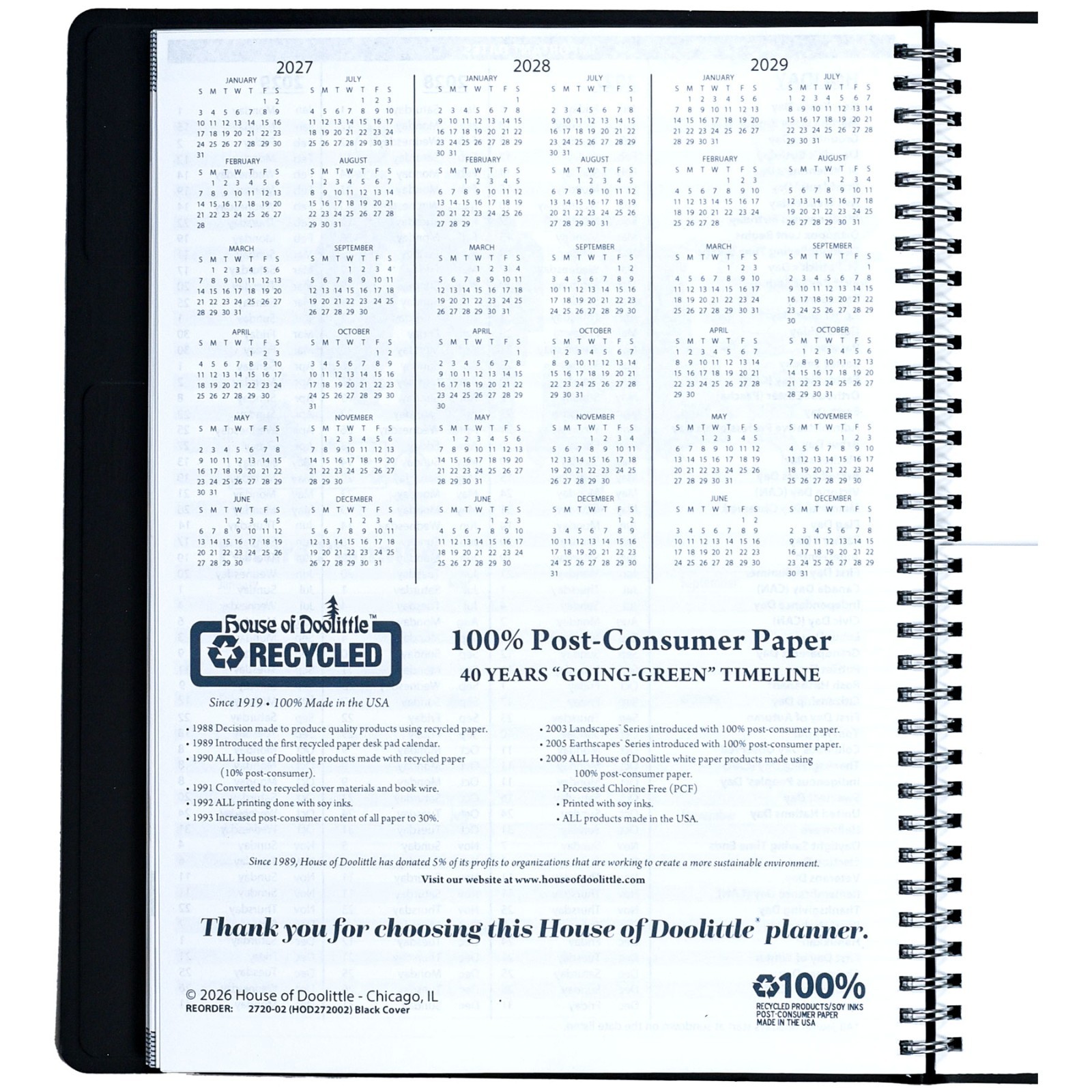 2026 & 2027 2720-02 HOD272002 House of Doolittle 2-Year Weekly Appointment Book