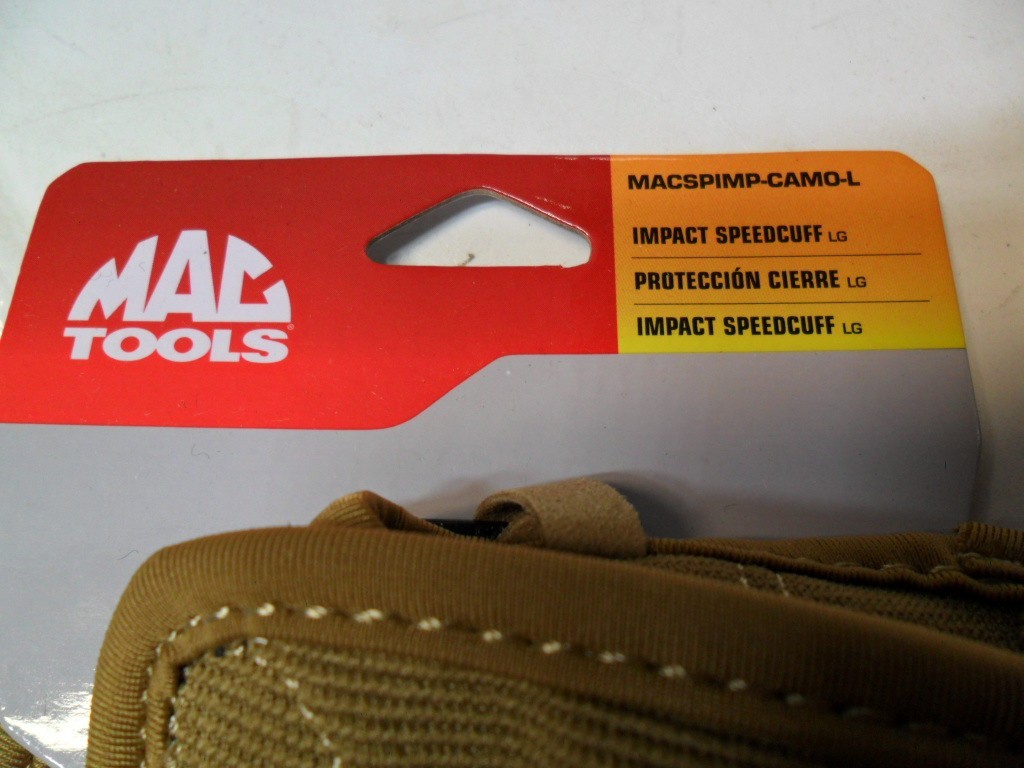 New Mac Tools Coyote Camo Speedcuff Impact Mechanic / Work Gloves Large Save $$$