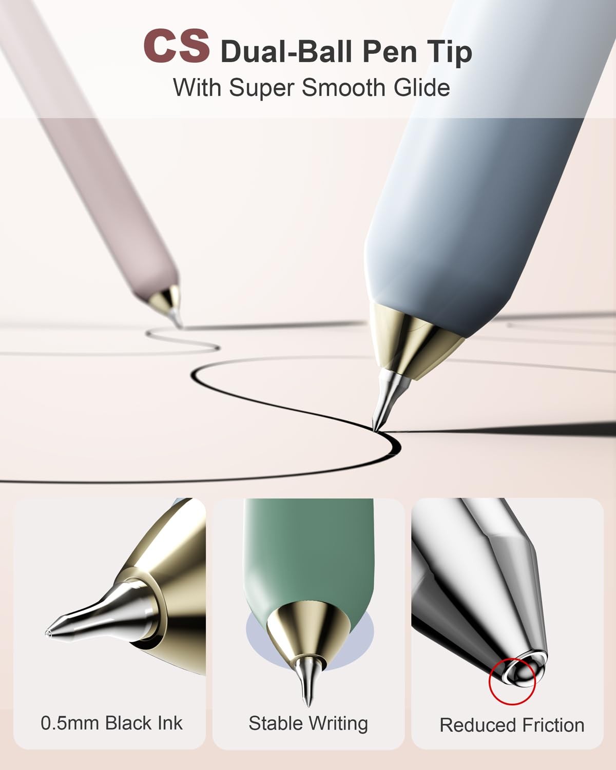 SUNEE Gel Pens, 6 Pack 0.5mm Pens Fine Point 1 Count (Pack of 6), Morandi
