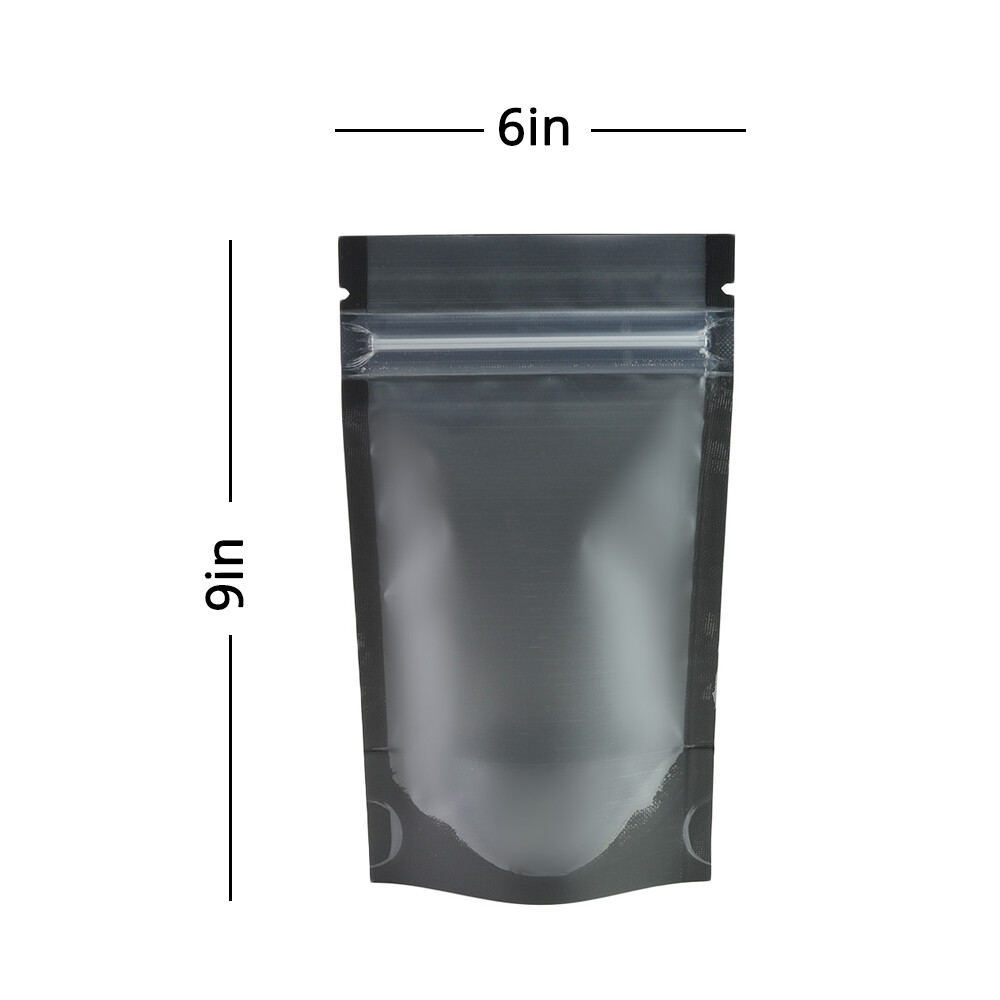 6x9in Matte Clear Front Black Back Mylar Stand up Zip Lock Bag w/Machine B04