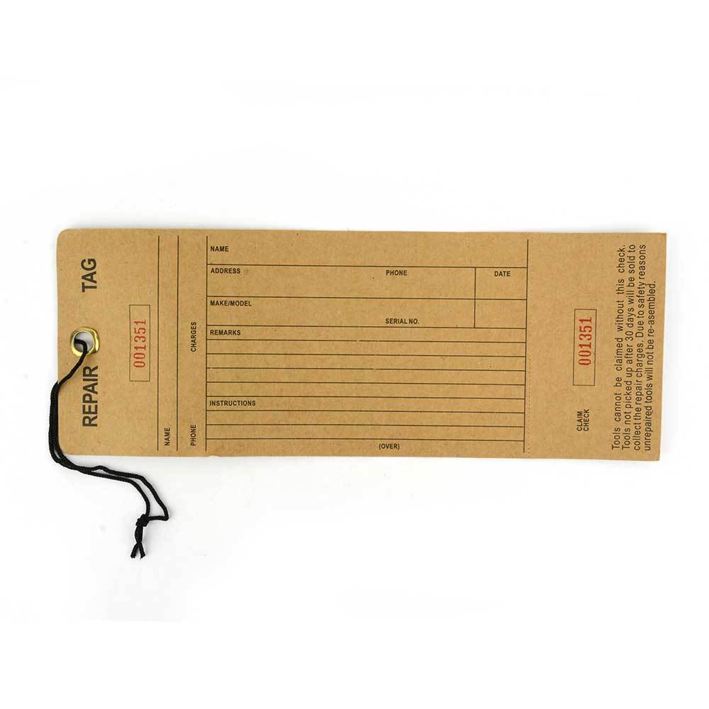 Cardboard 9.5 x 3.5 Inch Repair Maintenance Tags, Brown, (50/Box) – RP1082