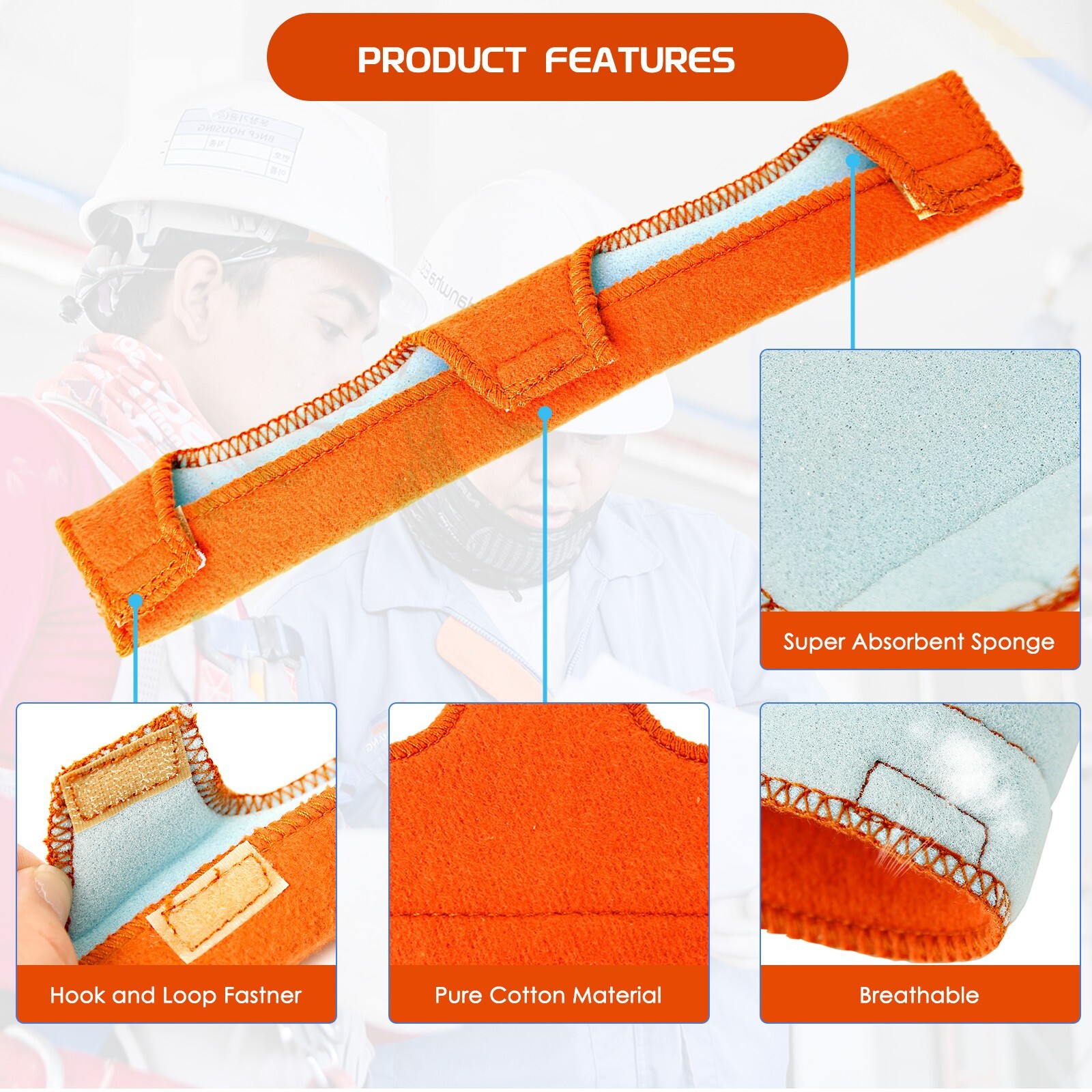 5 Packs Hard Hat Sweatband Cotton Helmet Liner Accessories Washable Sweat Bands