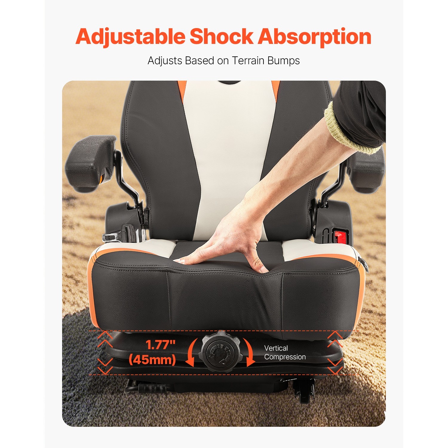 Universal Forklift Seat Tractor Suspension Seat Chair Fold Down Adjustable Back