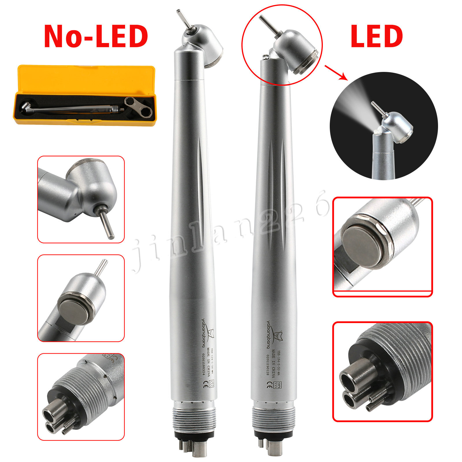 NSK Style Dental 45 Degree Surgical High Speed Handpiece Push Button (LED) 4Hole