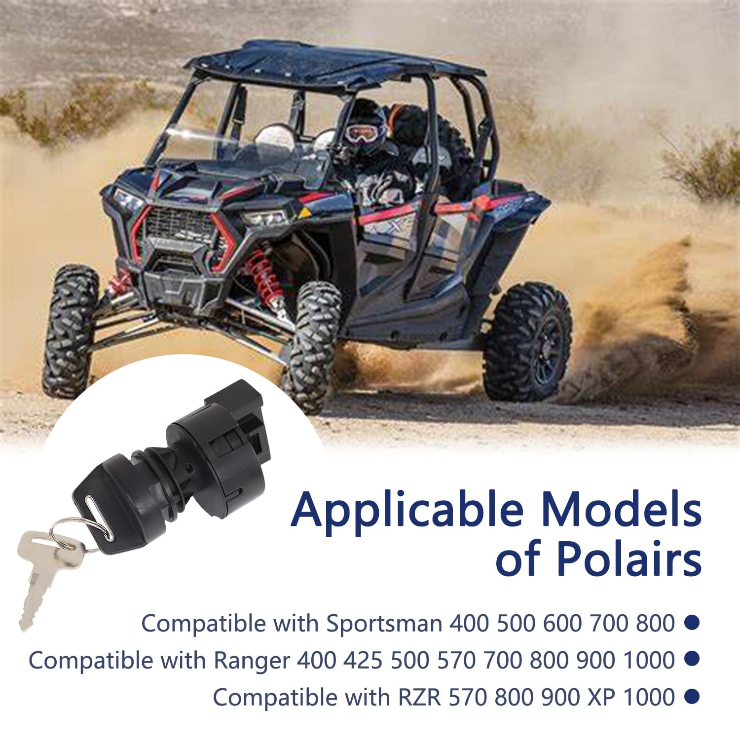 Ignition Key Switch 3 Position 6 Pins Compatible with Polaris Sportsman 400 500