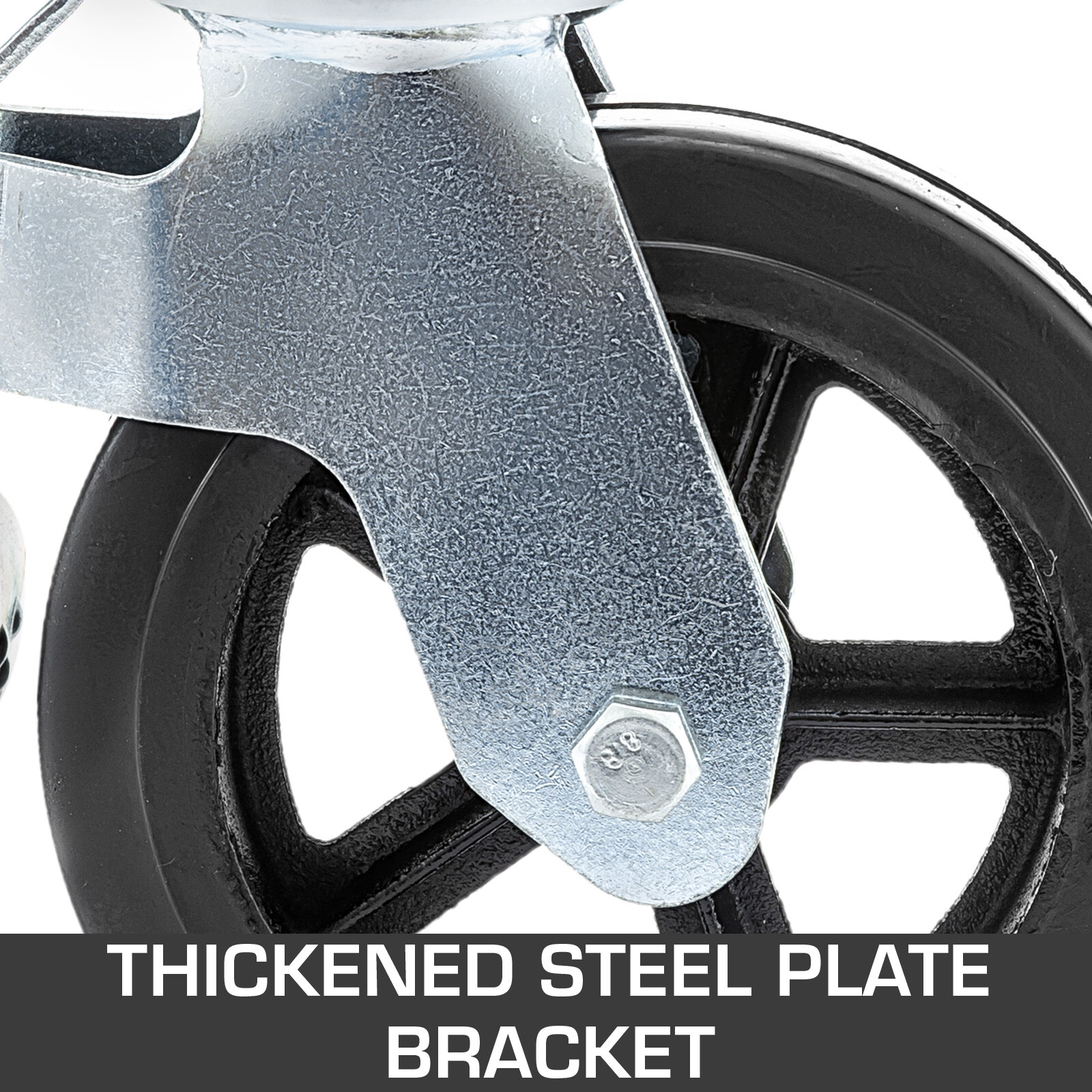 4PCS Scaffolding Caster 8″ x 2″ Black Wheels w/ Locking Brakes 1-3/8″ 4400LBS