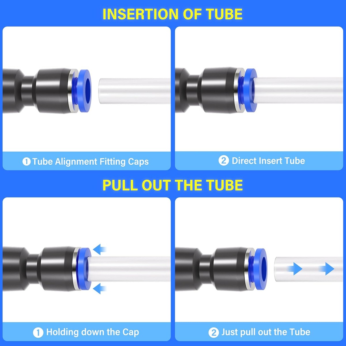 50PCS Air Line Fittings Straight Push Quick Release Connect Pneumatic Connectors