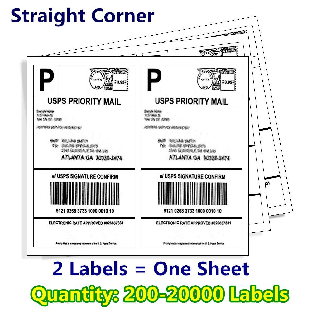 200-20000 8.5×5.5 Shipping Mailing Labels Half Sheet Self Adhesive for Laser ink