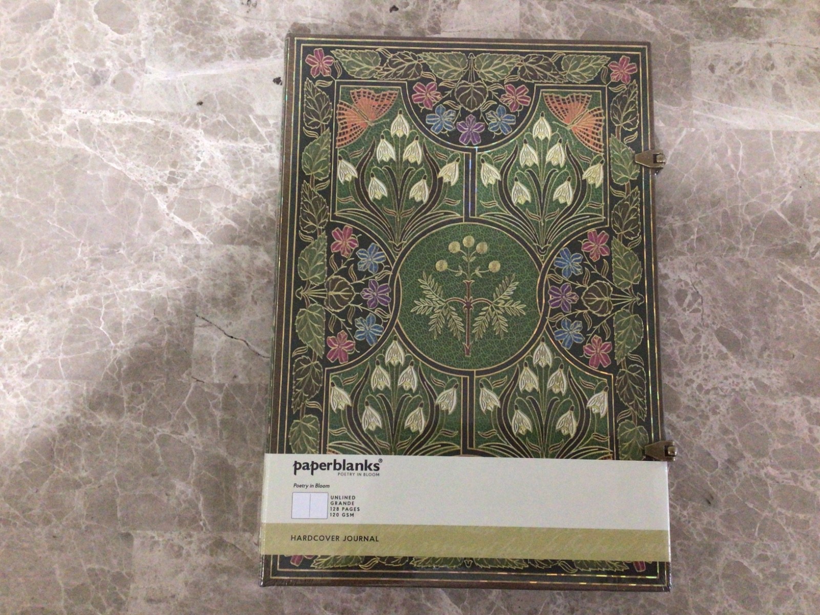 New Paperblanks Grande Unlined 8.25 x11.75″gift POETRY IN BLOOM Green Sketchbook