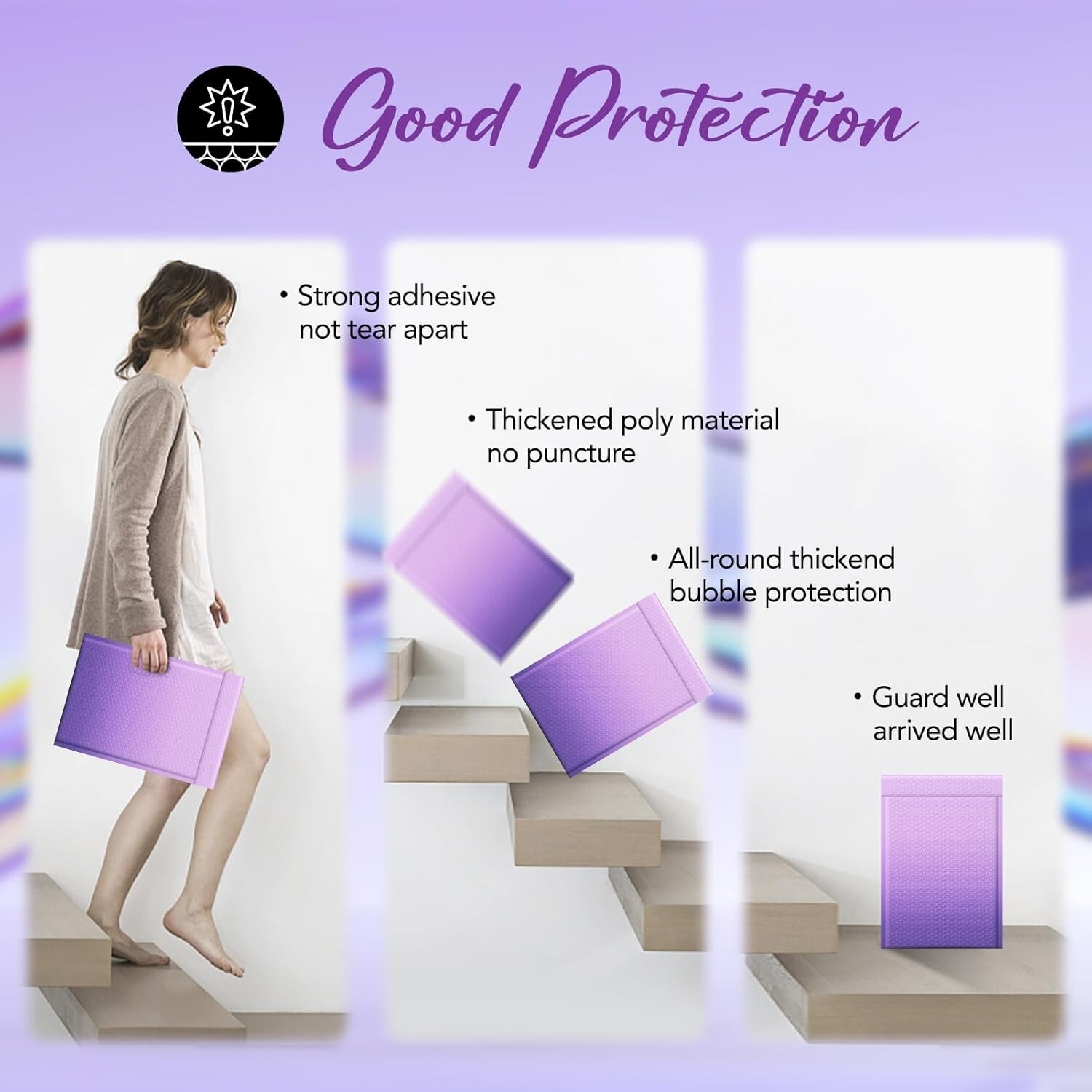 Large Bubble Mailers Bags 10.5×16 240pc Padded Envelope 10.5×15 Gradient Purple