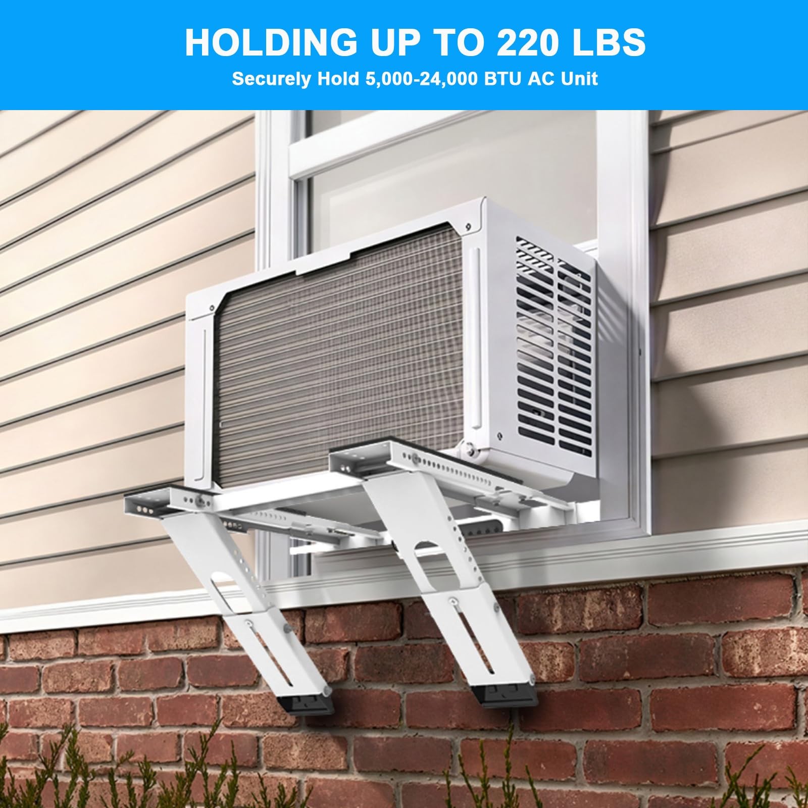 Universal Window Air Conditioner Support Bracket, No 31.5″ to 41.7″, White