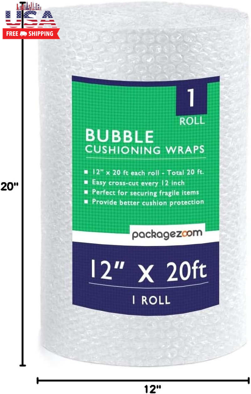 12 Inch X 20 Ft Bubble Cushioning Wrap, Perforated Every 12″ Protective Packing