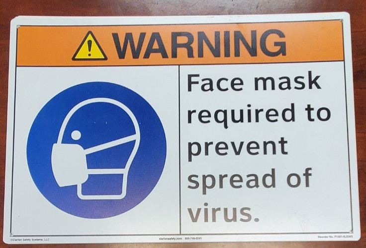 Warning Face Mask required to prevent the spread of virus Plastic sign 12″x18″