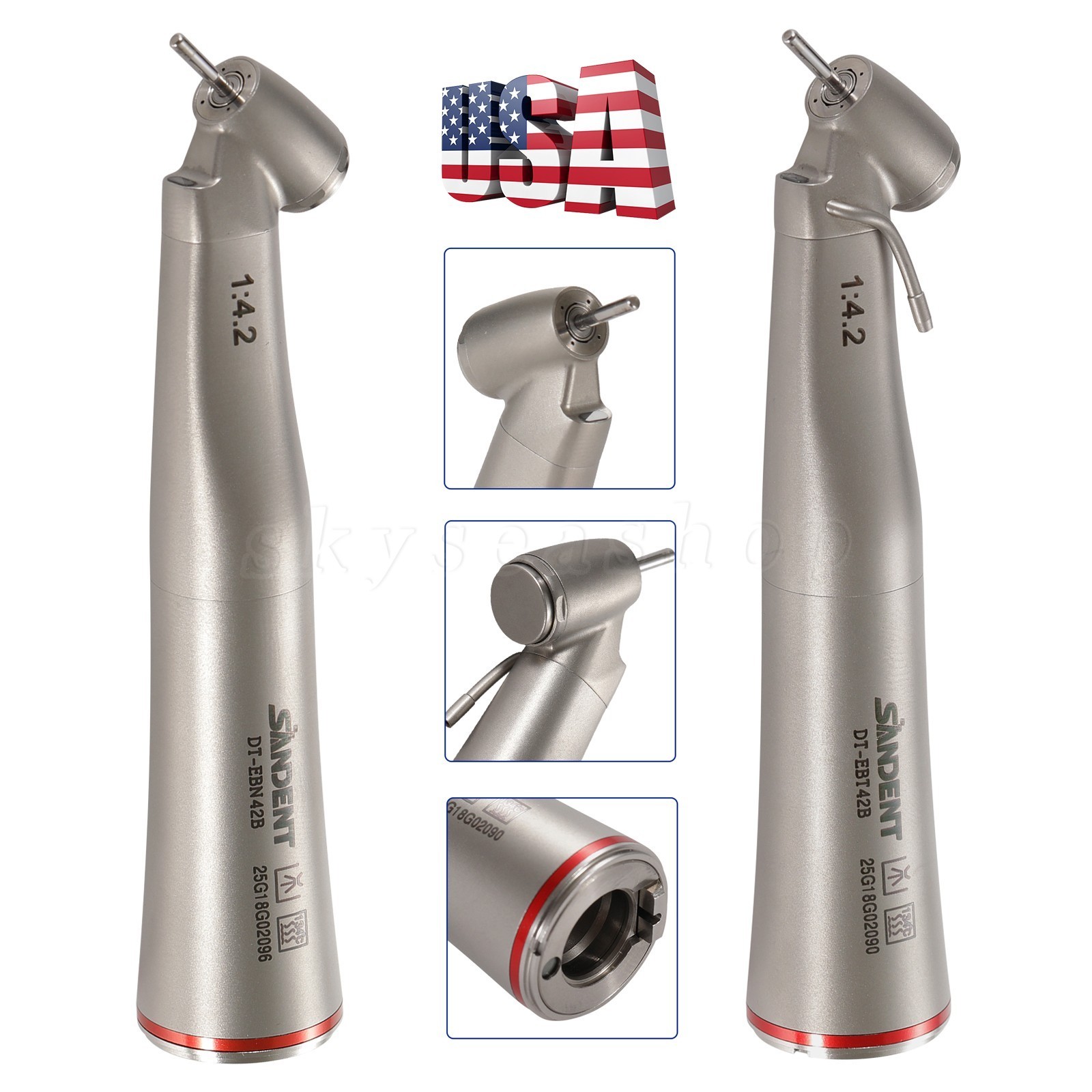 Dental 1:4.2 45° Fiber Optic Contra Angle Electric Surgical Handpiece For NSK US