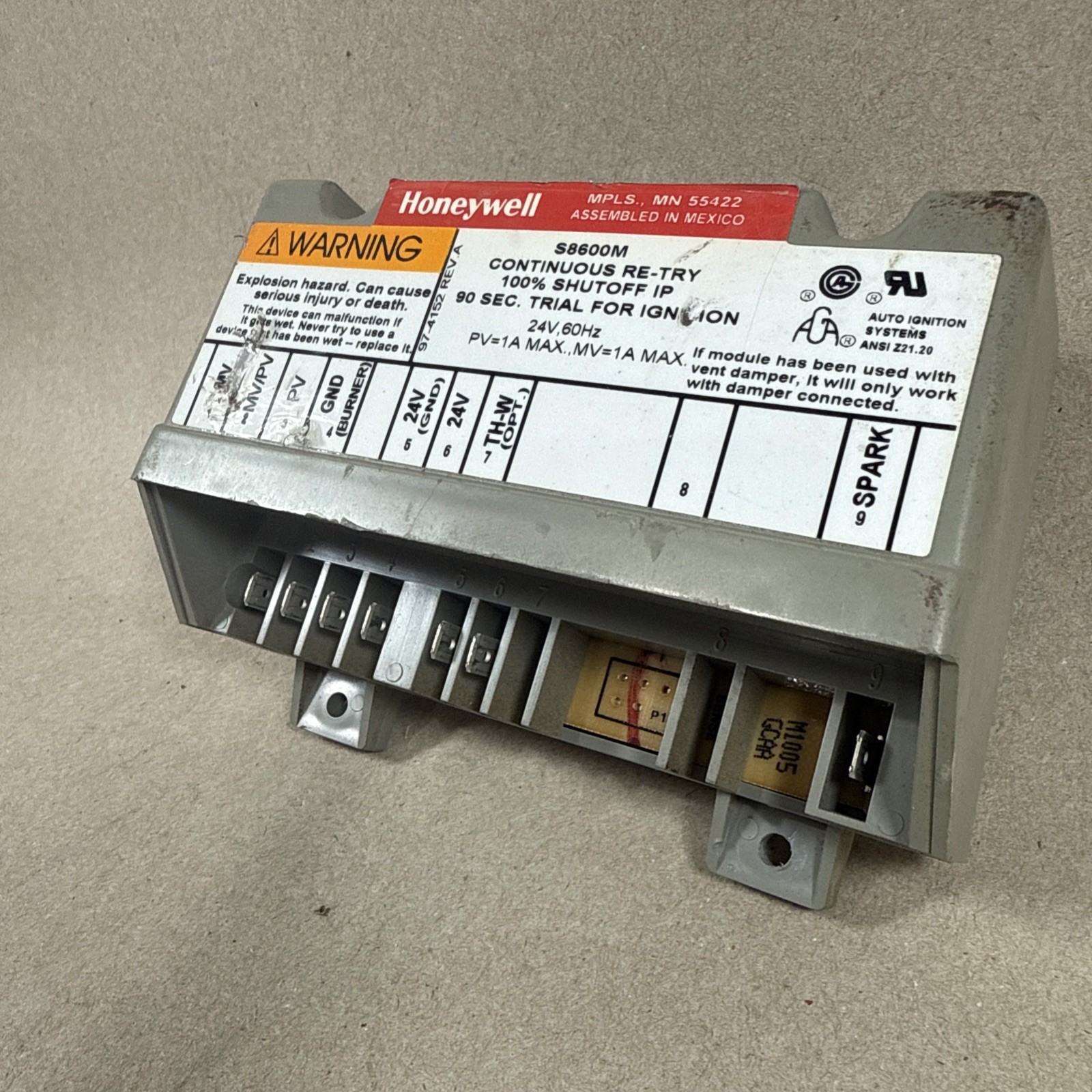TESTED🔥Honeywell S8600M1005 1Ignition Control Module HQ1011449HW S8600M