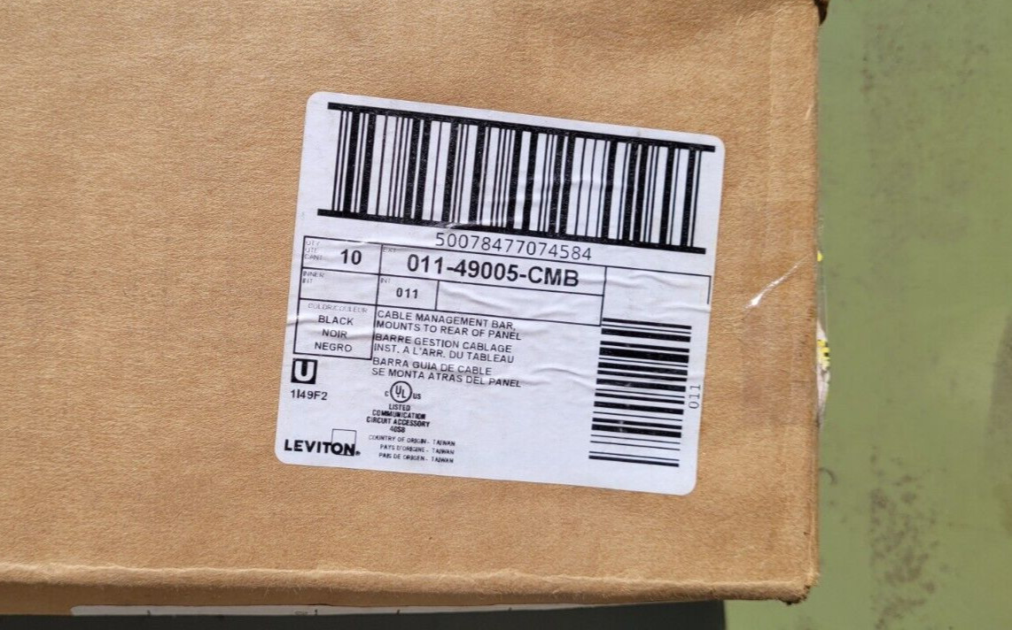 BRAND NEW LEVITON 49005-CMB LEV 49005-CMB CABLE MGMT BAR 1 PIECE
