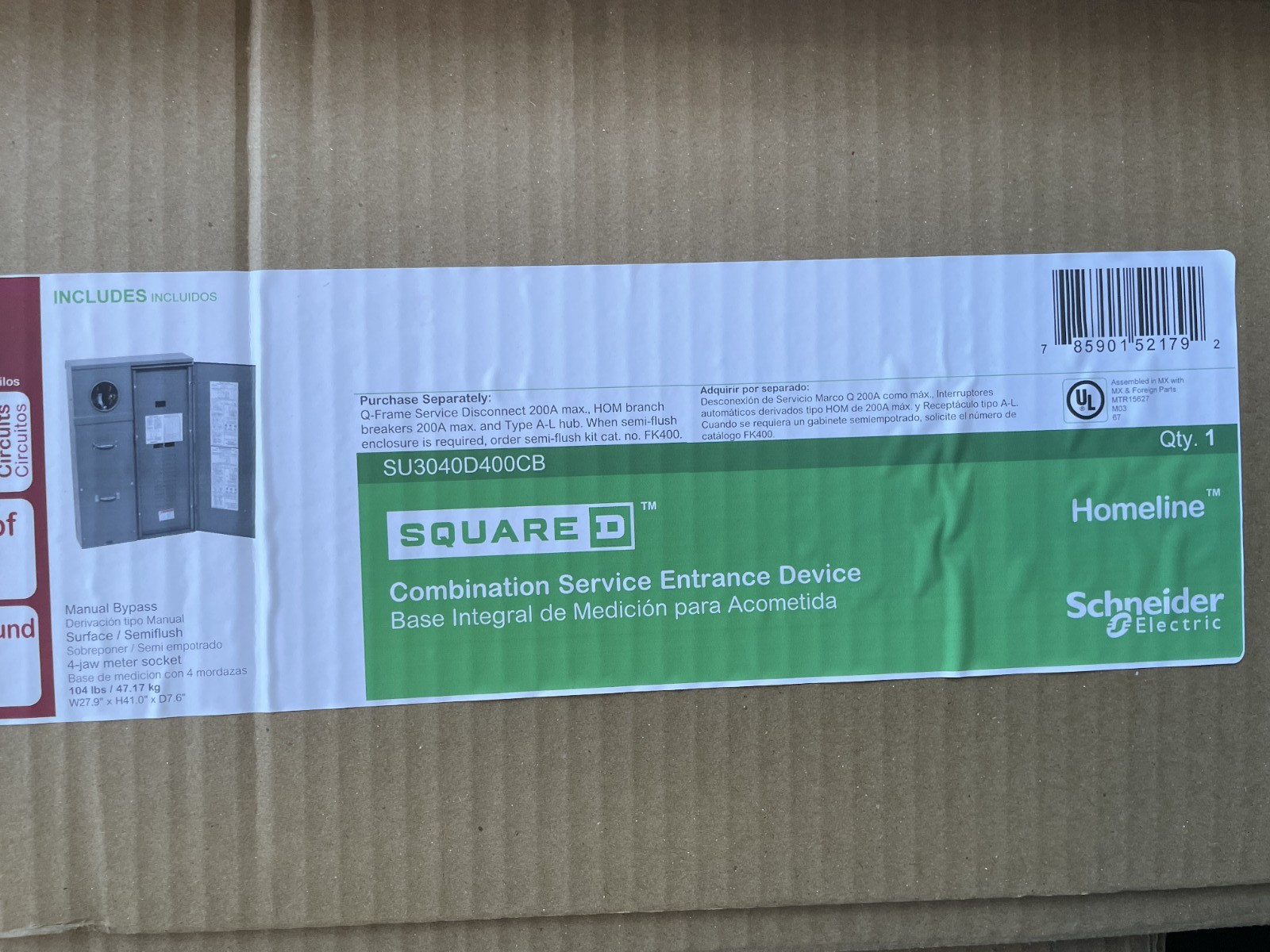 Square D SU3040D400CB 400A 30 Space Outdoor Ring Type Underground Main Breaker