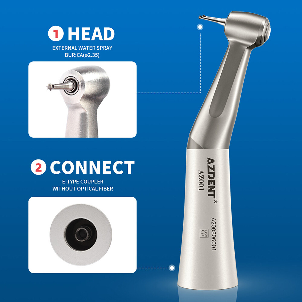 AZDENT Dental 1:1 Slow Low Speed Contra Angle Handpiece Push Button E-Type AZ001