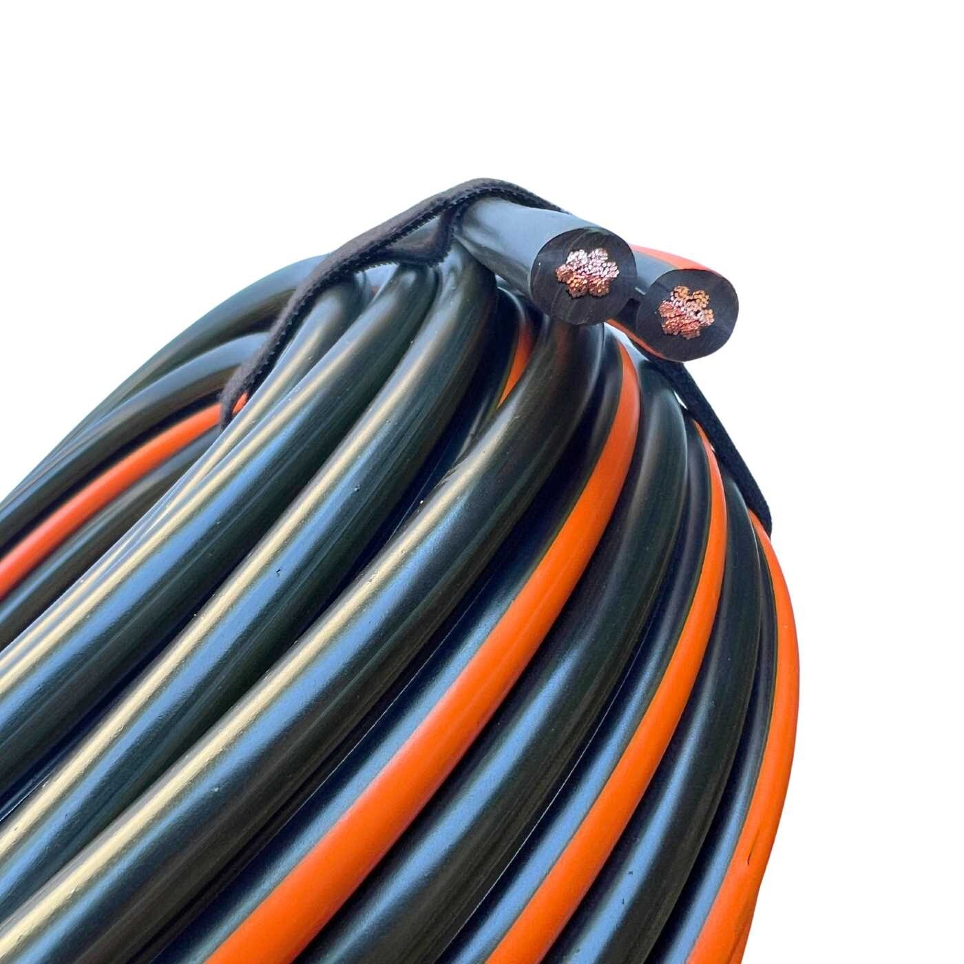 6 Gauge Dual Conductor Copper Wire – 100′ Orange/Black Booster Cable MADE IN USA