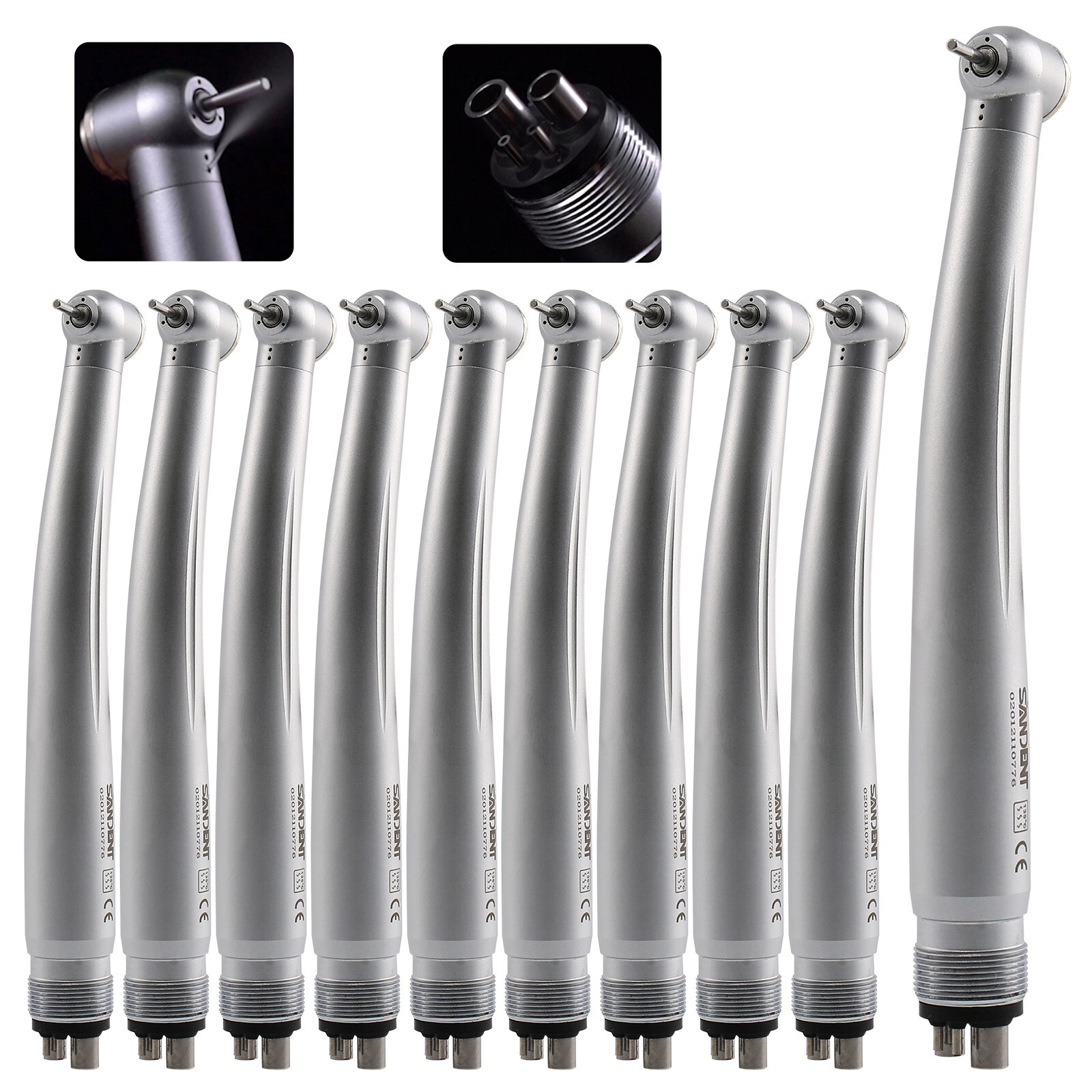 10 SANDENT NSK Style Dental High Speed Handpiece Push Button Standard Head 4Hole