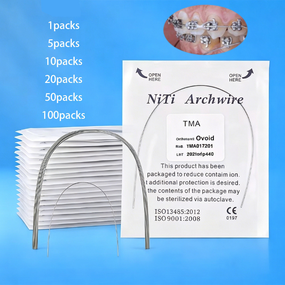 Dental Orthodontic TMA Beta Ti-Mo Arch Wires Rectangular Round Arch Ovoid Form
