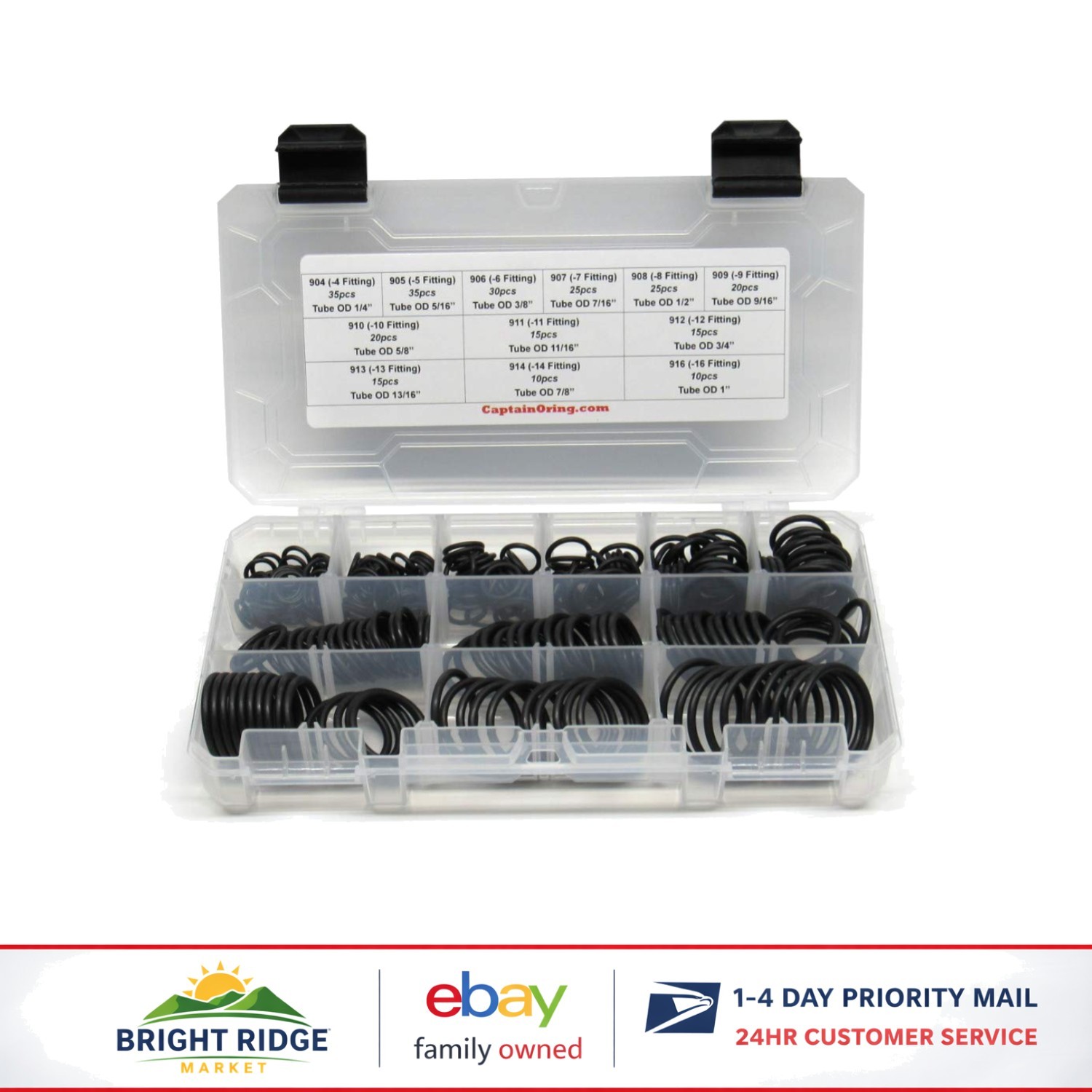 255 Piece Hydraulic O-Ring Seal Kit with Buna-N Rubber for ORB/BOSS Fittings