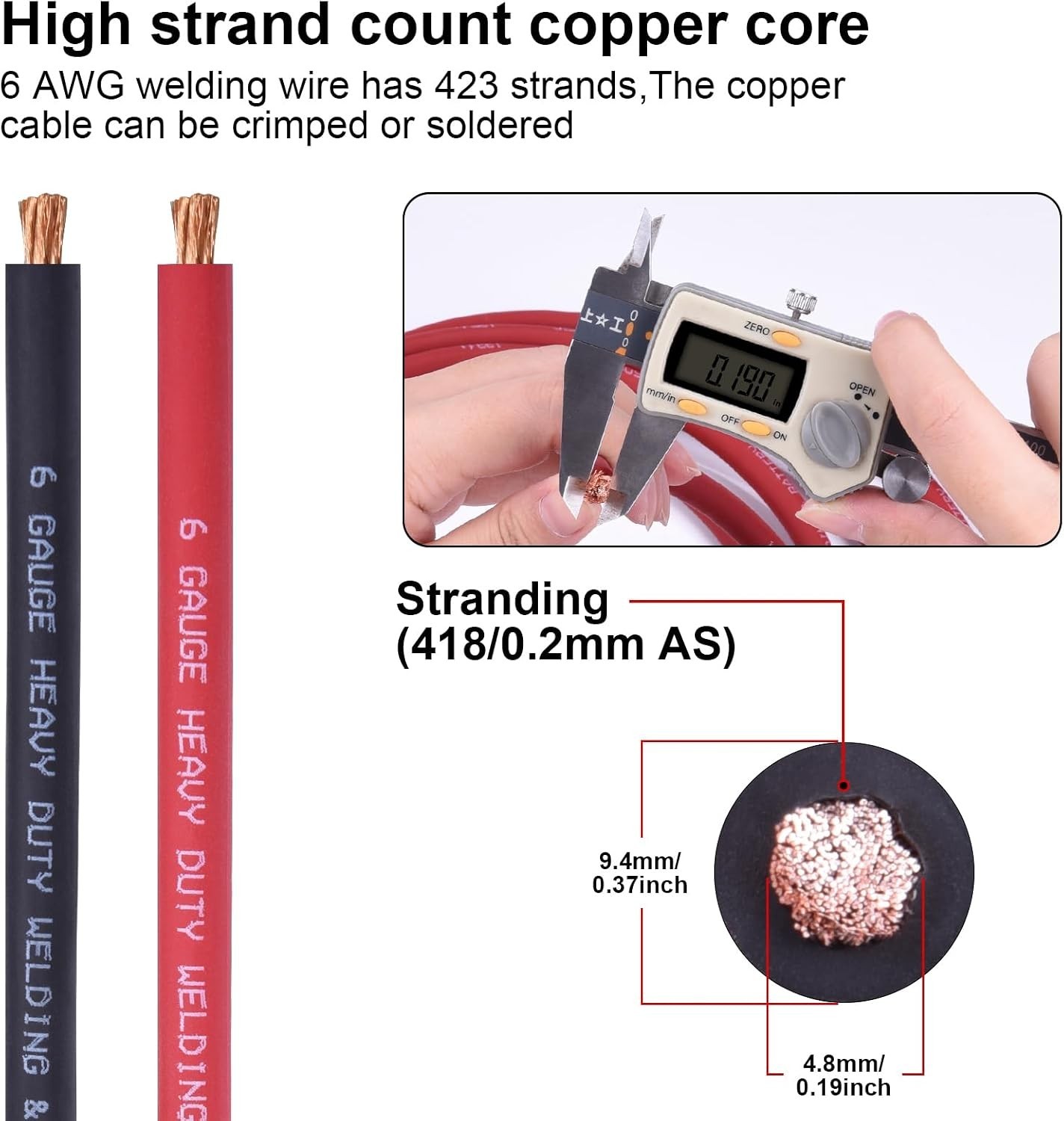 Ultra-Flexible Copper Welding Battery Wire 6 AWG – 20 ft Black & Red Duo Pack