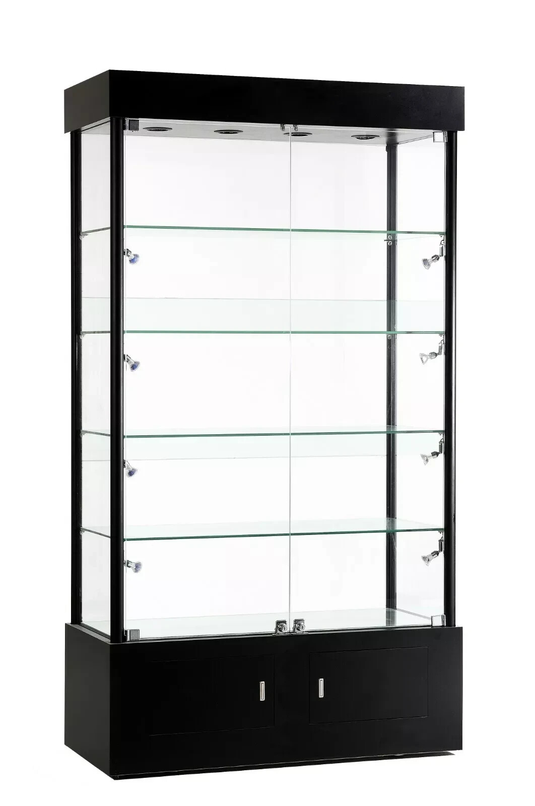 72-Inch Tempered Glass Tower Display – Frameless Showcase with LED Lighting