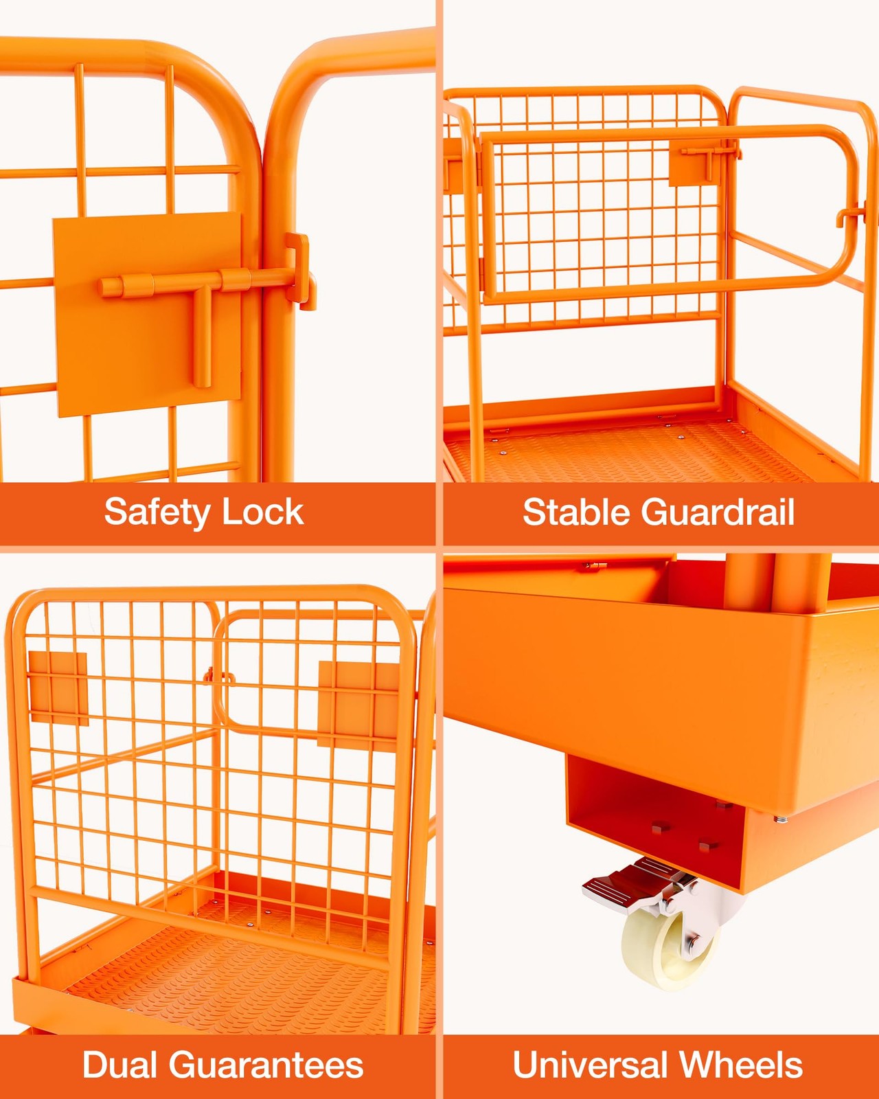 Forklift Safety Cage 36″x36″ Man Basket with Guardrail 1200 lbs for 1-3 People