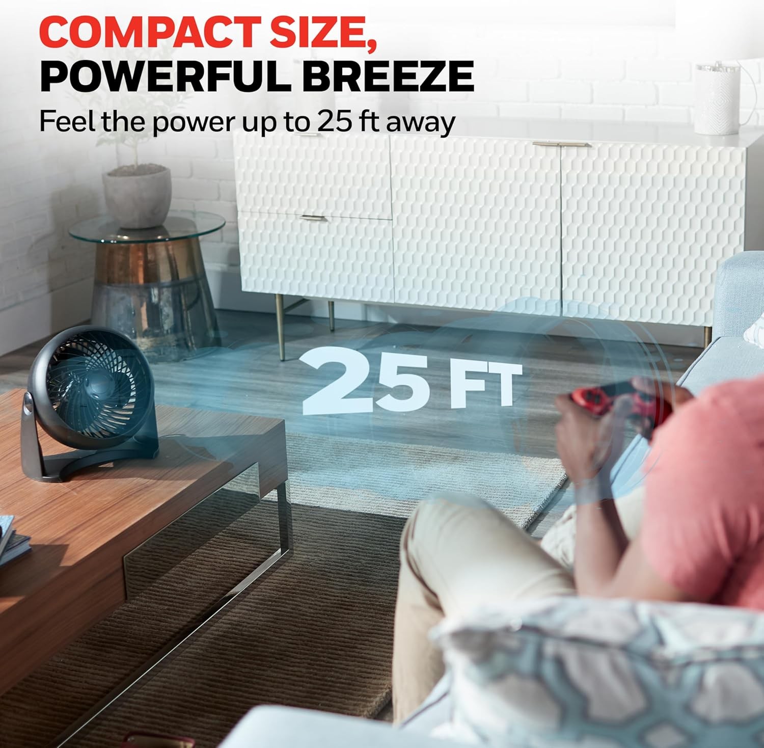 Honeywell HT900 TurboForce Tabletop Fan, 3 Speeds 90° Pivoting Head Black