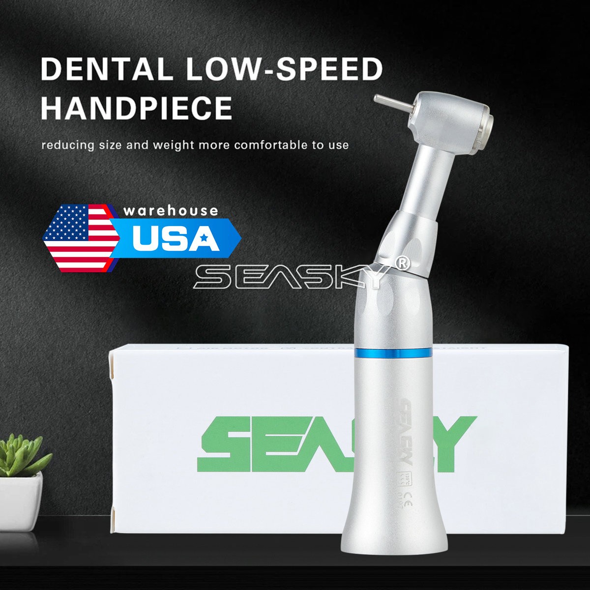 SEASKY Dental Low Speed Contra Angle Handpiece Push Button Fit FG 1.6mm Bur PAG