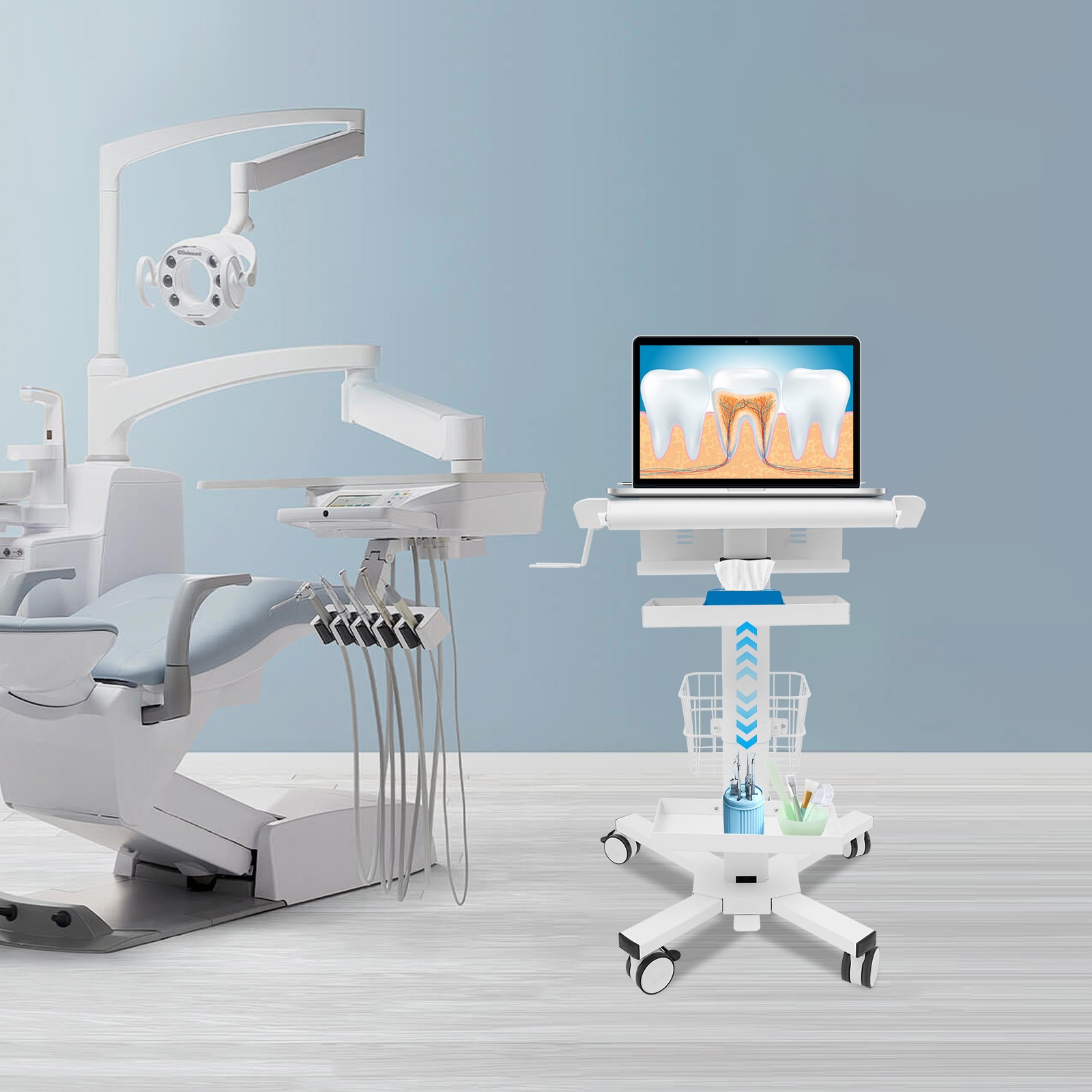 Laptop Workstation Cart, Medical Cart With Wheels, Cart With Scanner Holder
