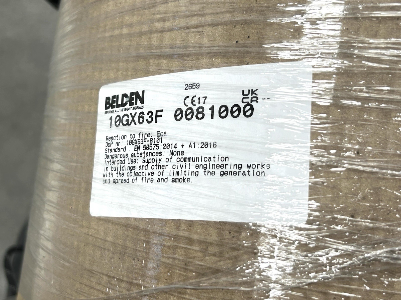 Belden 10GX63F – Cat6A CMP Cable – Gray – 1000 Feet
