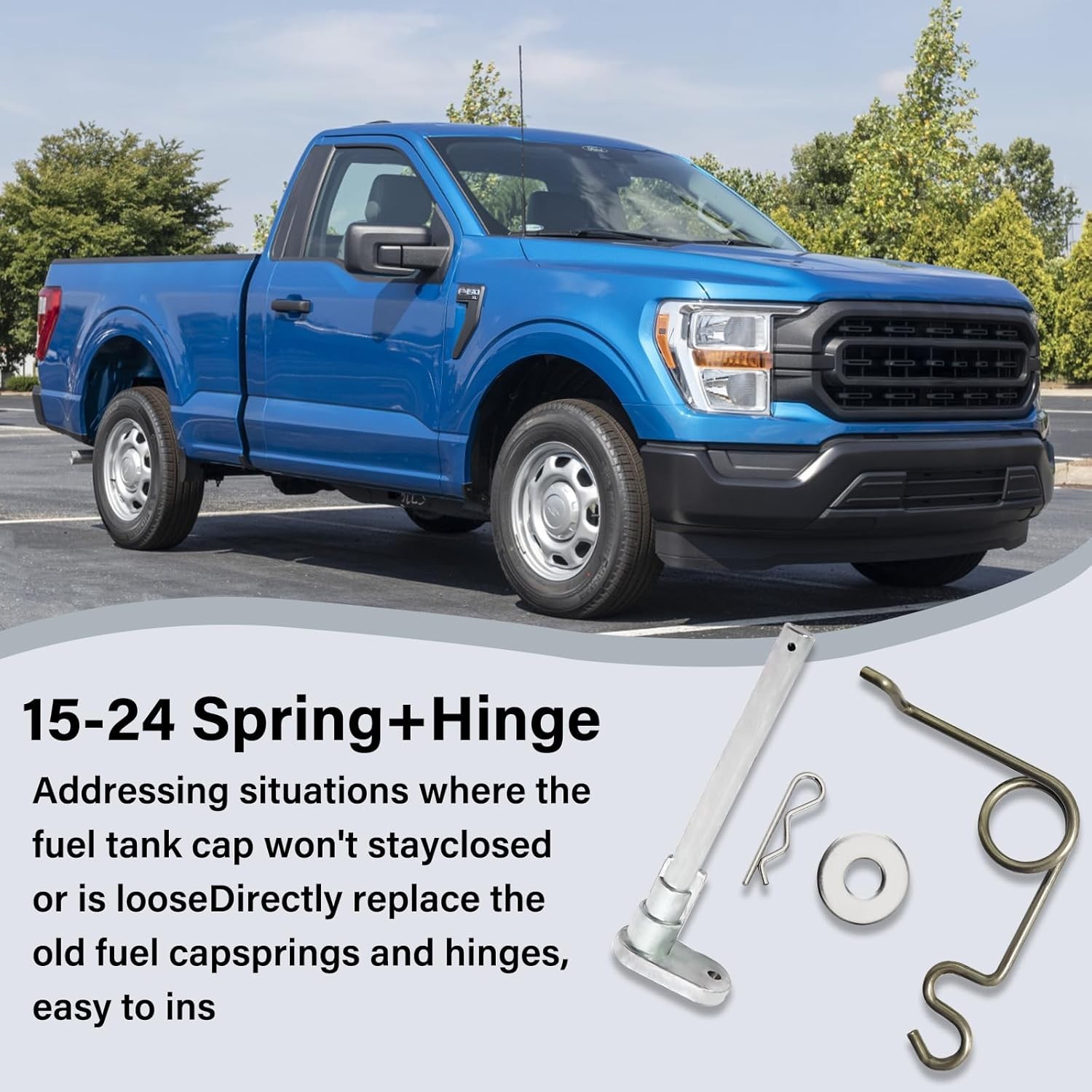 Fuel Door Hinge Pin with Gas Door Spring, for 2015-2024 F150 Loose Gas Cap Pe…