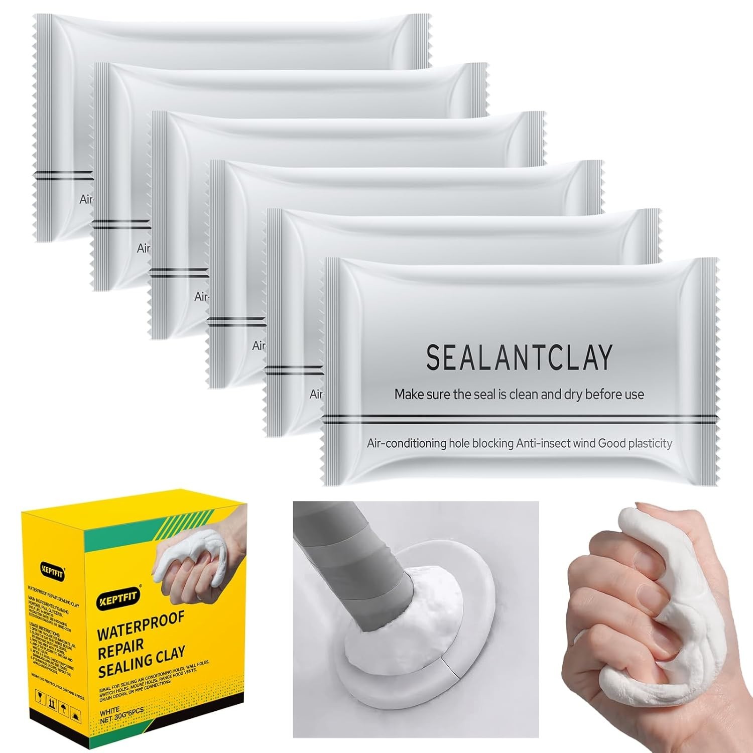 6-Pack Waterproof Repair Sealing Clay – Quick Mending Mud for Home Fixes