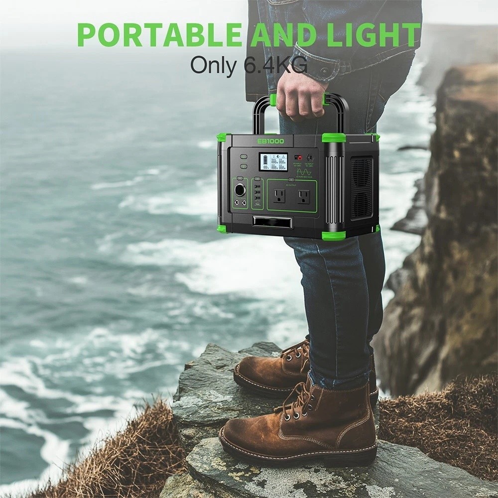 1000W 999Wh LiFePO4 Battery Power Station Portable Solar Generator RV Backup